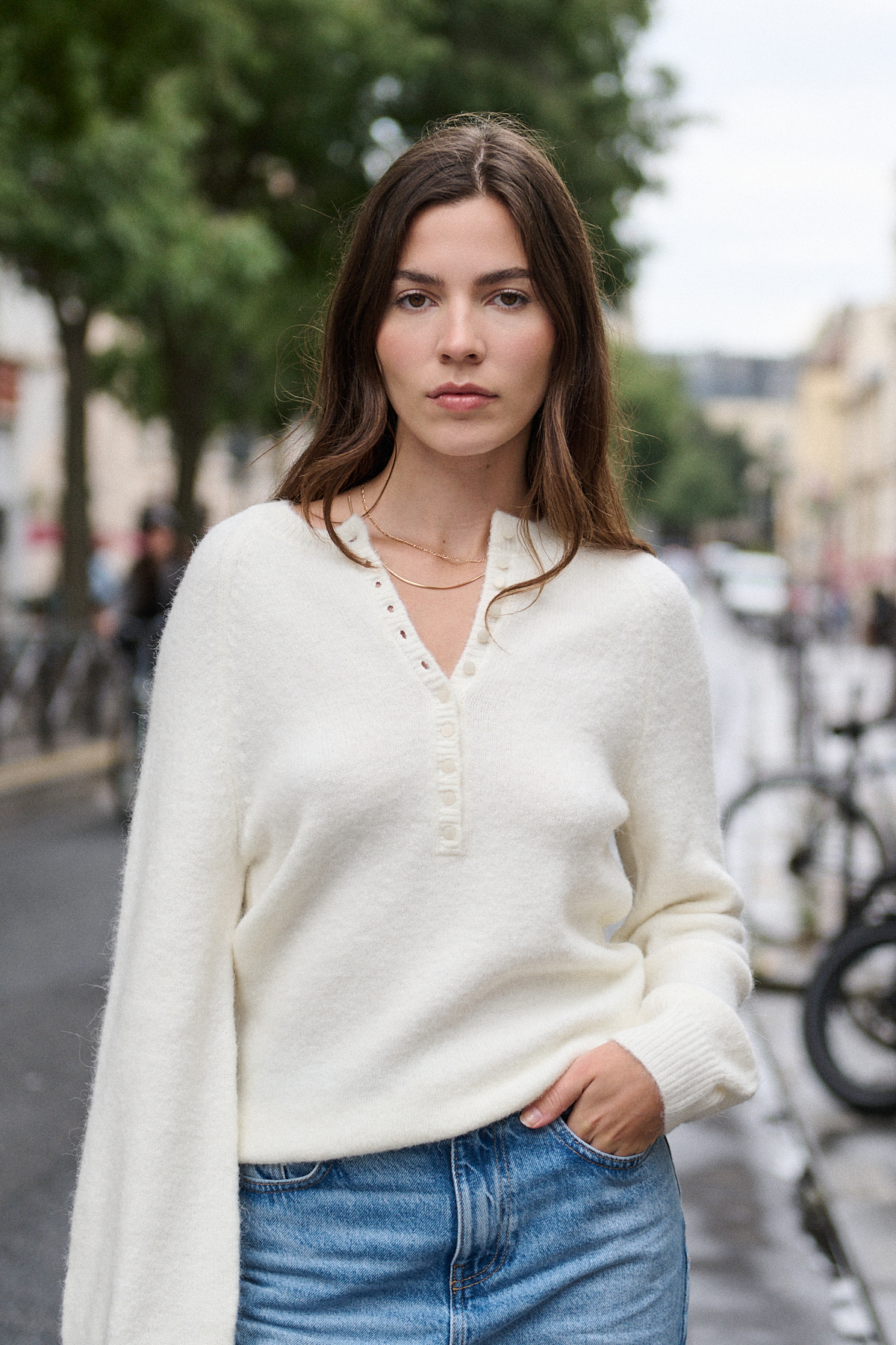 Mayorista NATHAEL - Suéter de alpaca y lana con tapeta de botones