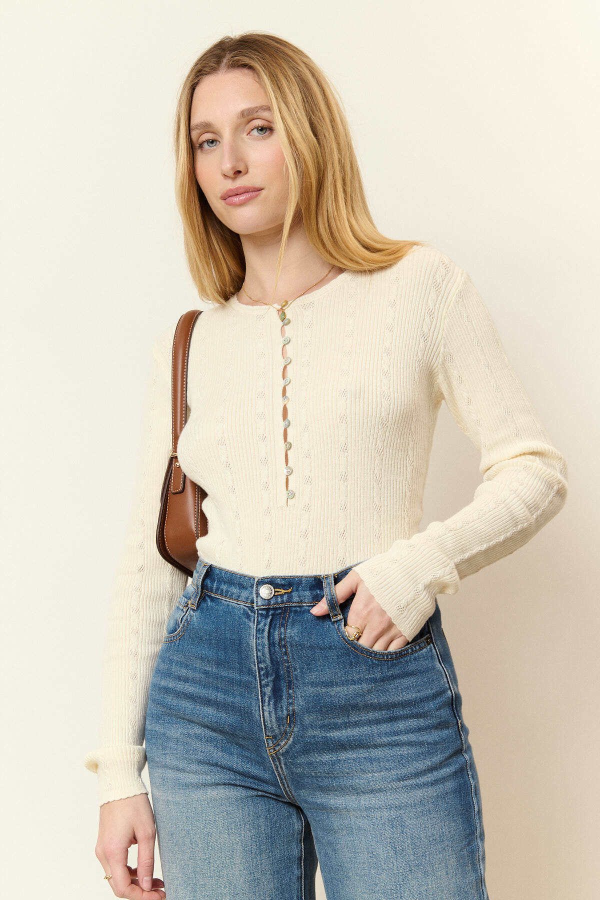 Wholesaler NATHAEL - Buttoned Twisted Cotton Knit