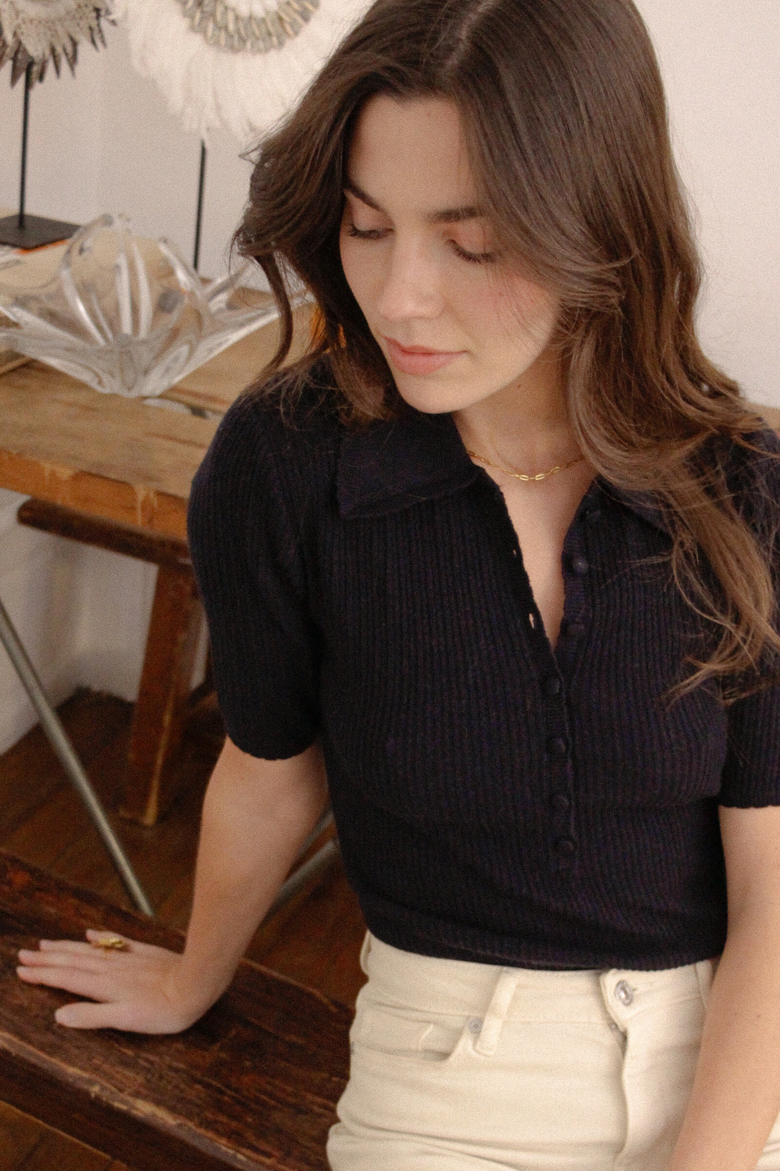 Grossiste NATHAEL - Polo en laine et coton à manches courtes
