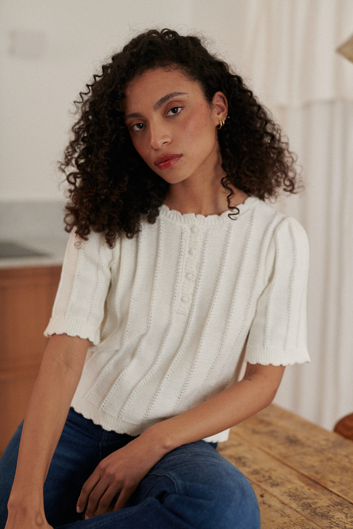 Grossiste NATHAEL - Maille en coton à manches courtes