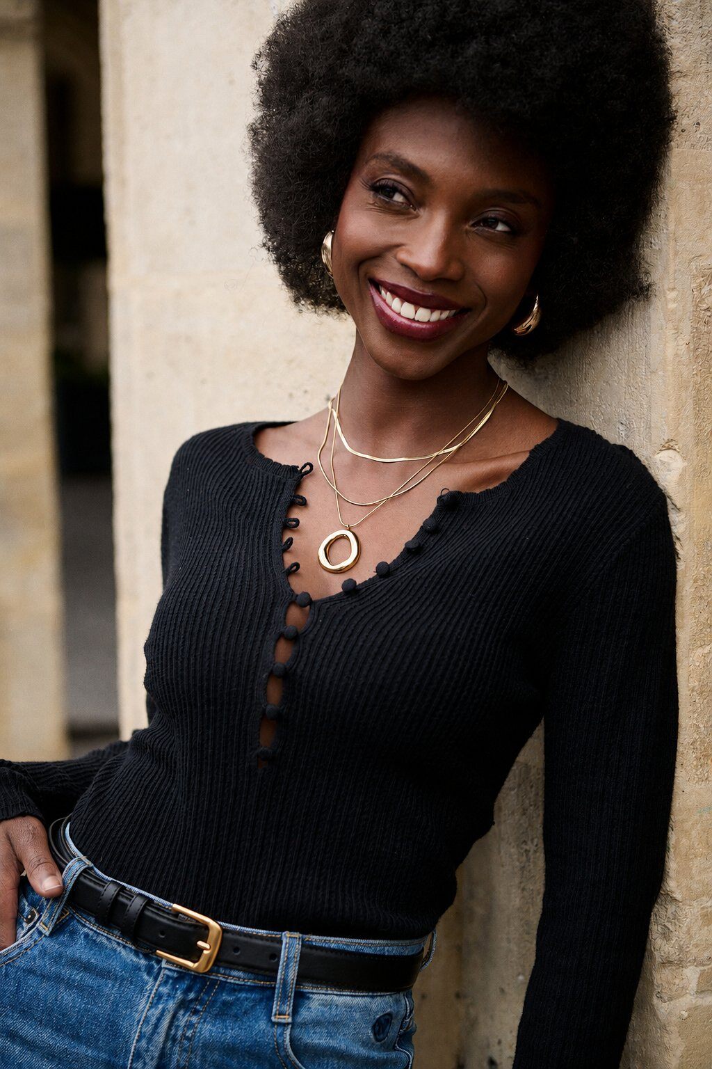 Grossiste NATHAEL - Pull Laine Coton Festonné — Boutonnage