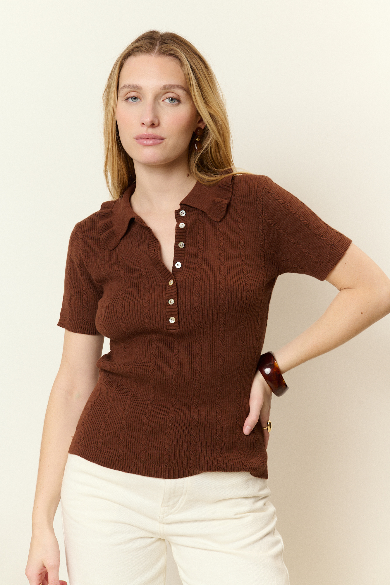 Grossista NATHAEL - Polo in Cotone Ritorto con Finiture a Festoni