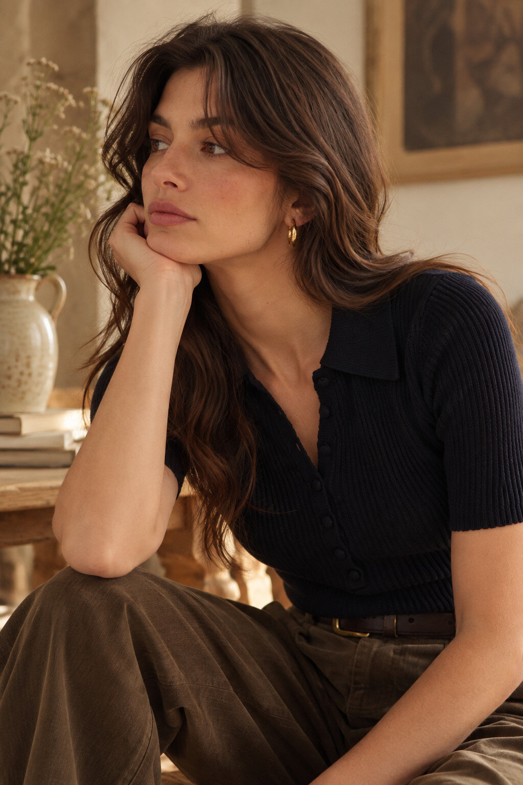 Grossiste NATHAEL - Polo Laine Coton Festonné — Manches courtes