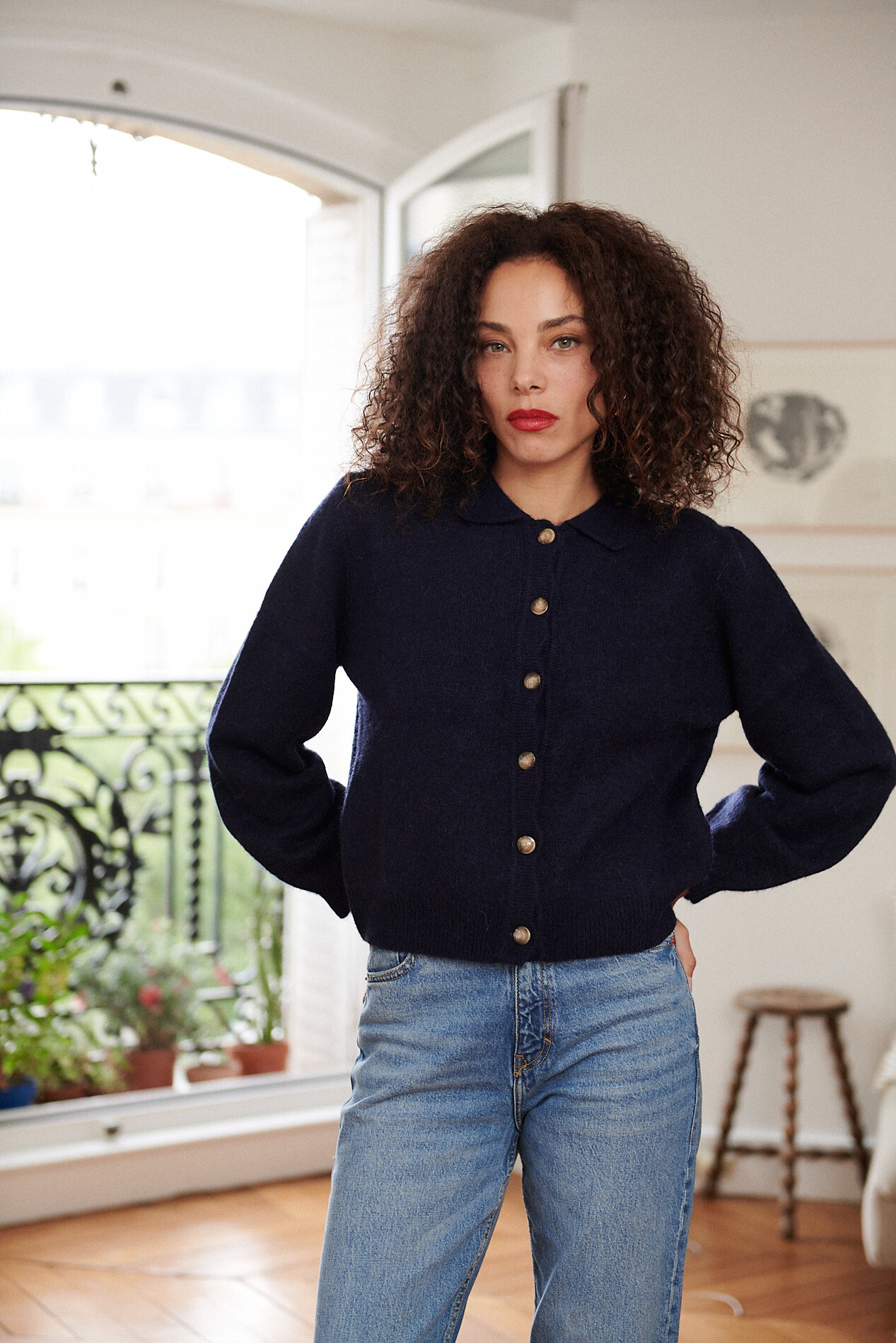 Grossiste NATHAEL - Cardigan en alpaga et laine avec col festonné