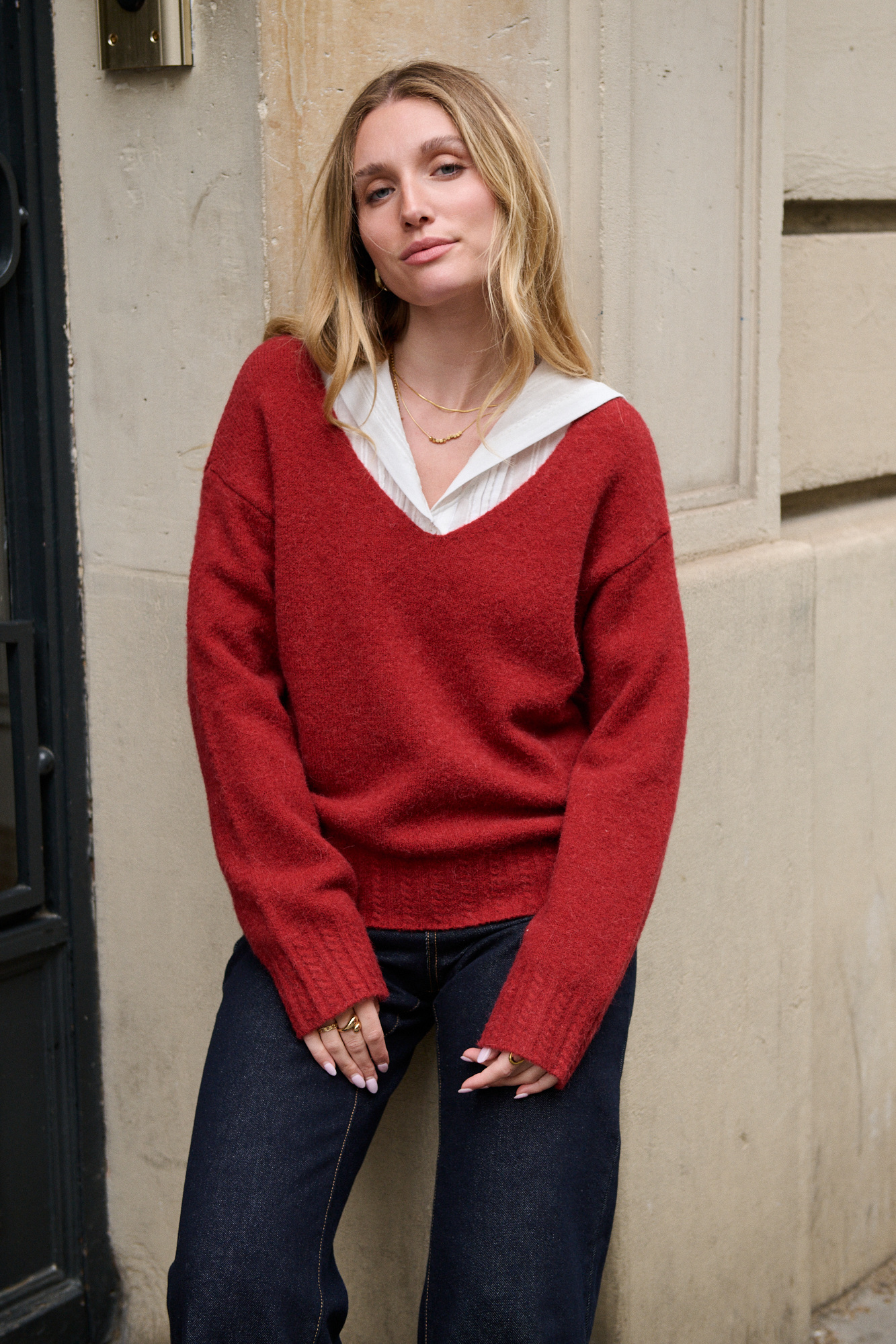 Grossista NATHAEL - Maglione Oversize in Alpaca e Lana con Scollo a V