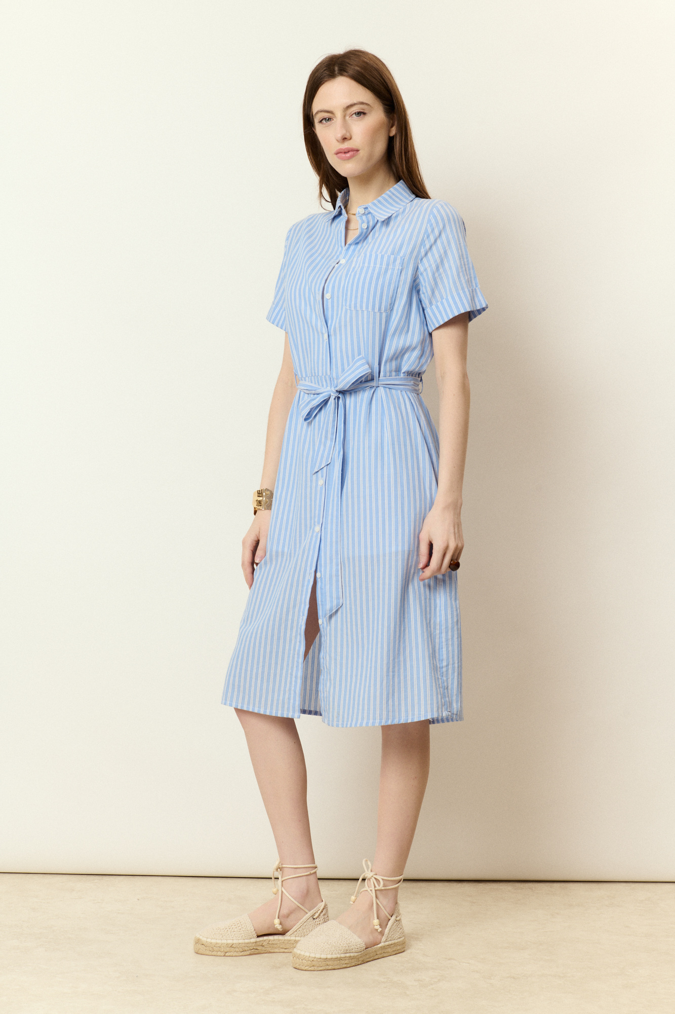 Grossista NATHAEL - Abiti camicia a righe in cotone