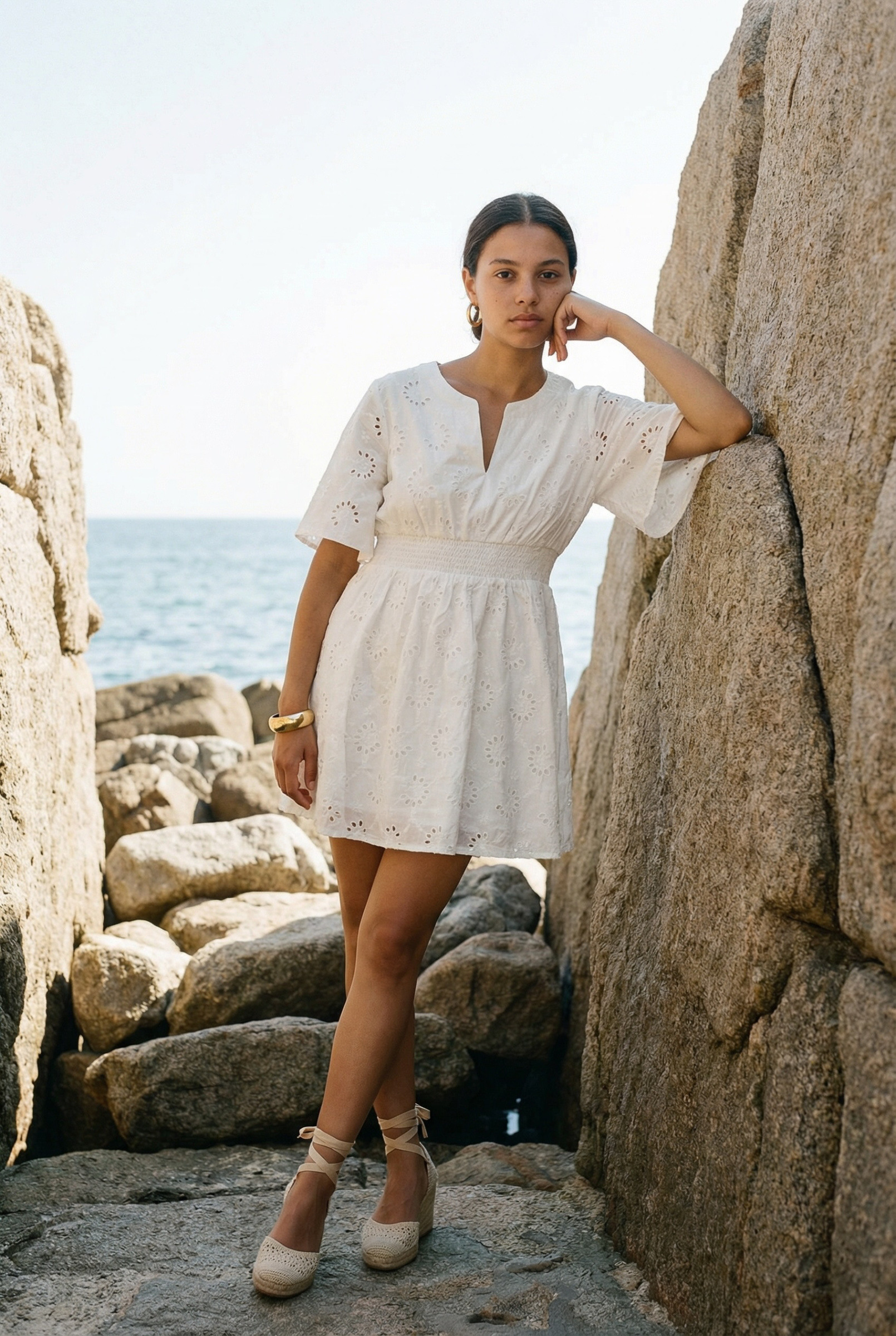 Wholesaler NATHAEL - Short dresses in embroidered cotton