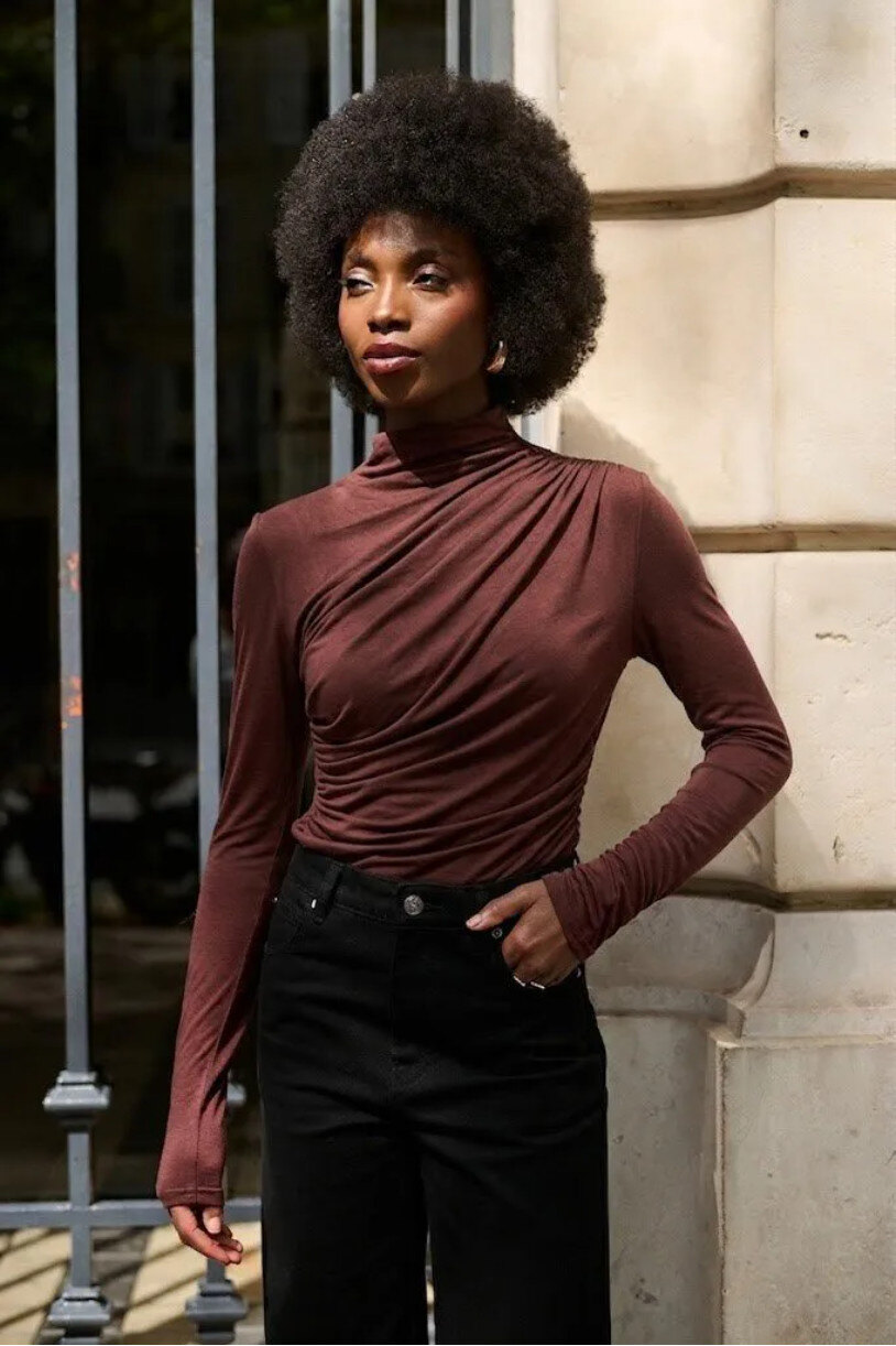 Grossiste NATHAEL - Haut Coton Drapé Col Roulé