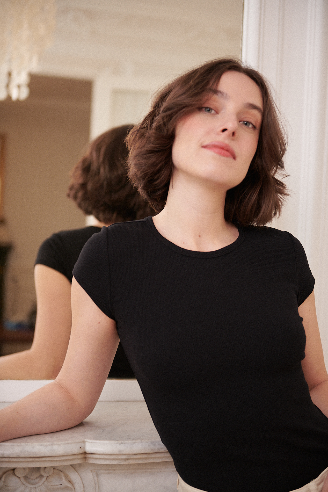 Mayorista NATHAEL - Camiseta ajustada de algodón acanalado