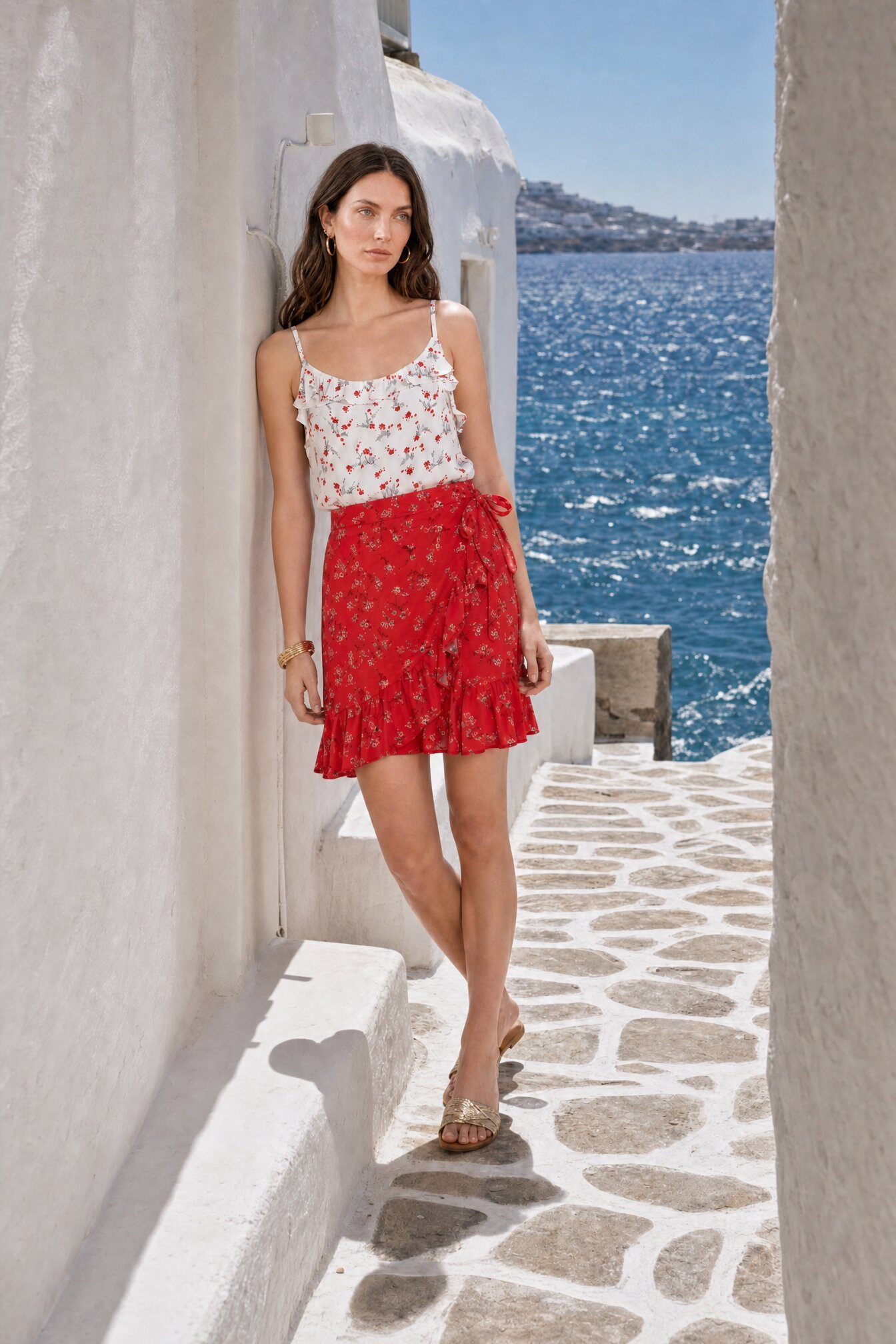 Wholesaler NATHAEL - Floral Ruffled Tank Top