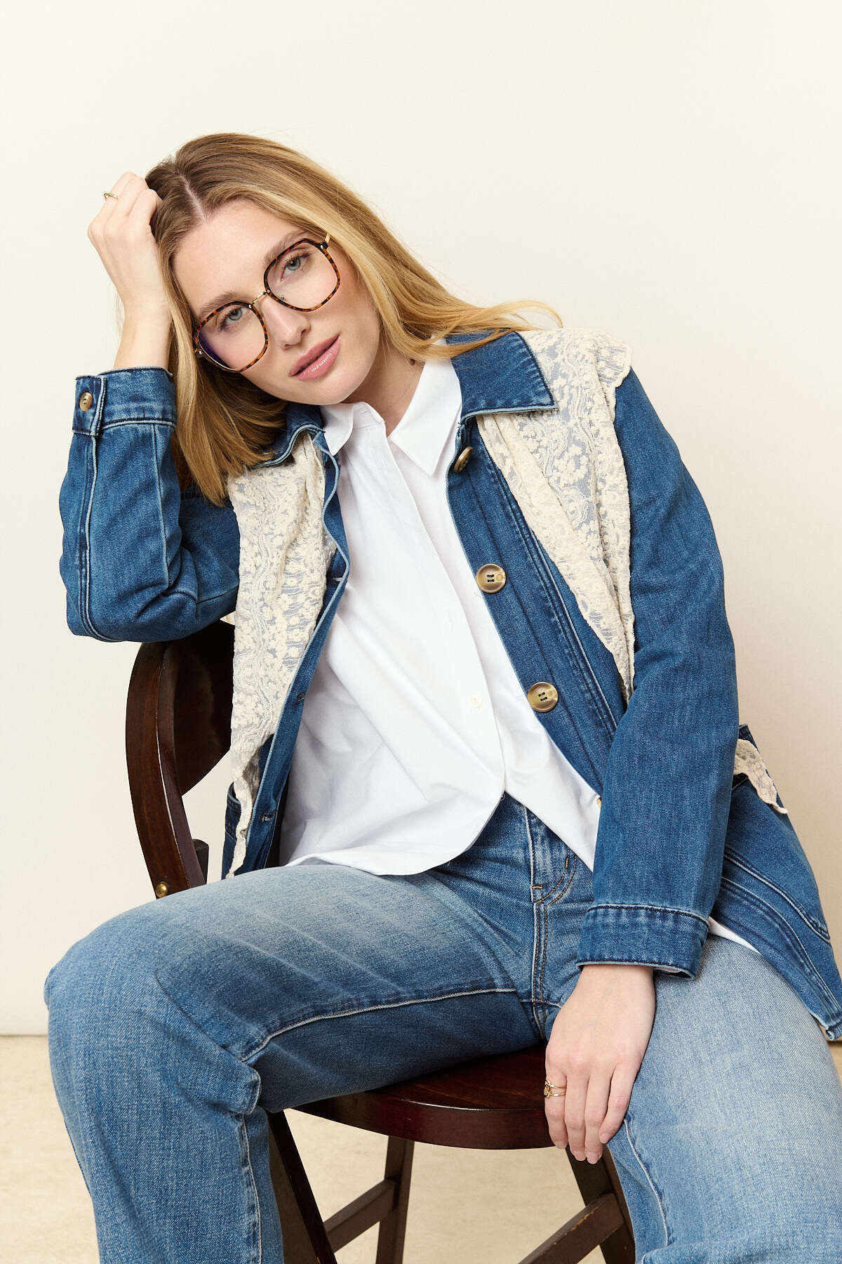 Wholesaler NATHAEL - Denim Jacket with Removable Collar