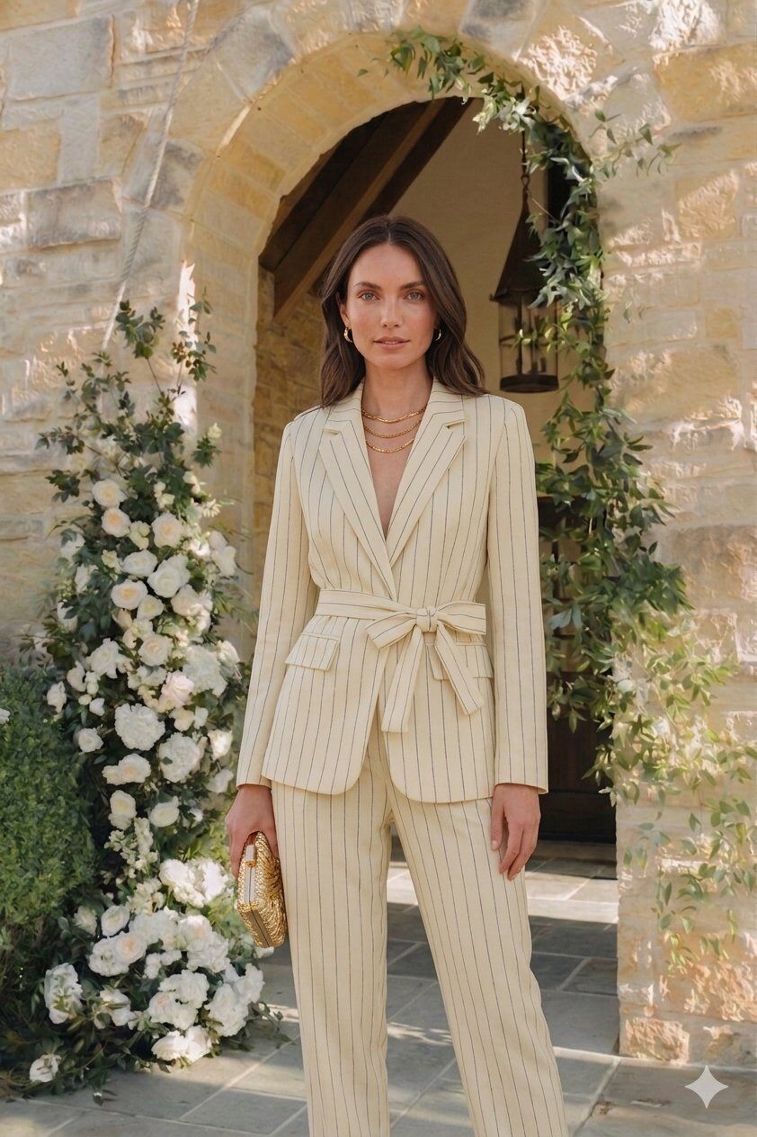 Grossista NATHAEL - Blazer a righe con cintura