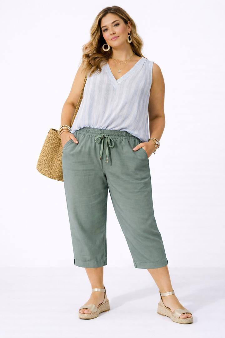 Großhändler NEW & CO - Fließende Caprihose mit elastischem Bund und Kordelzug – Bequeme Passform