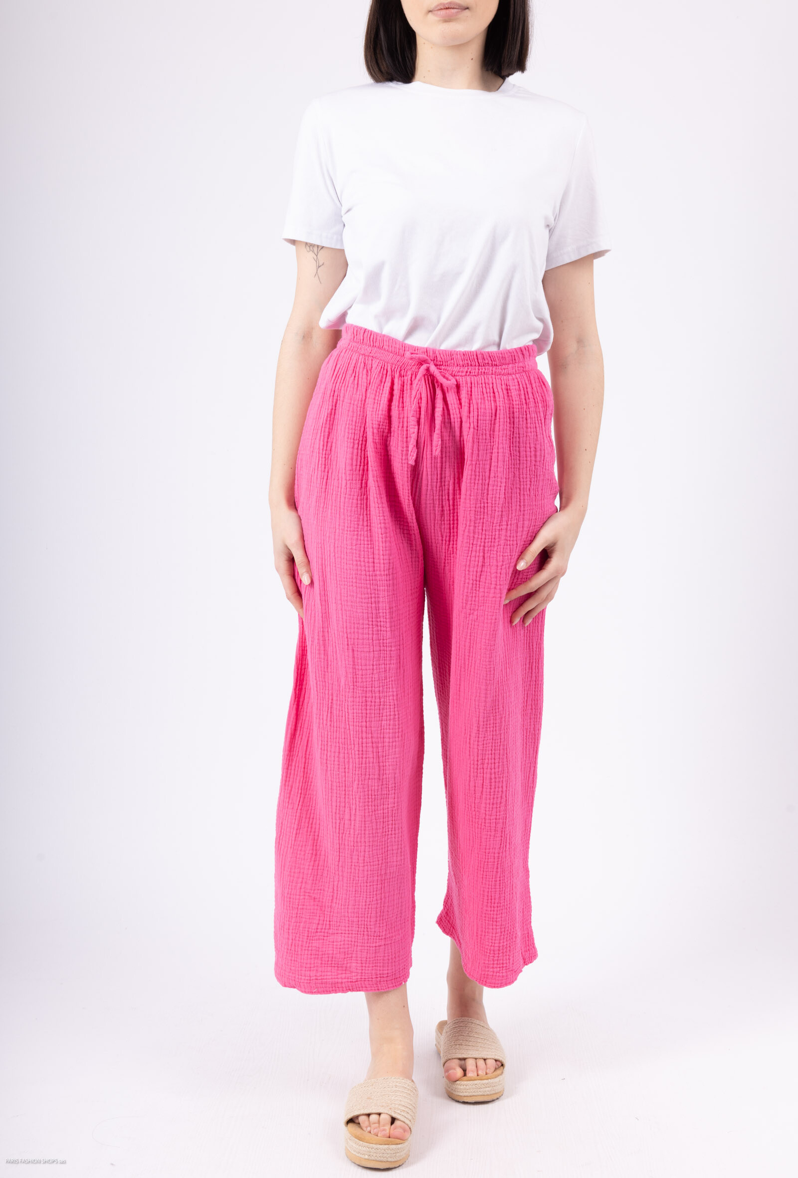 Grossiste NEW& CO - PANTALON LARGE  GAZ DE COTON