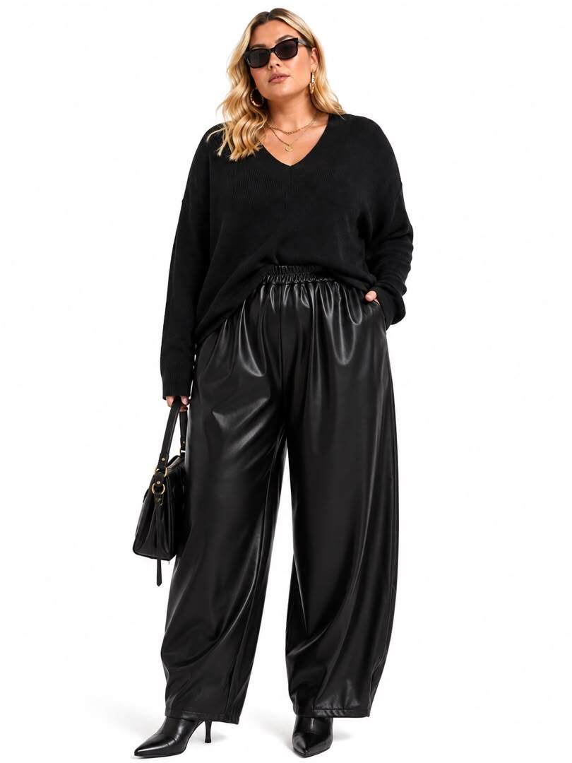 Wholesaler NEW & CO - Faux Leather Parachute Pants