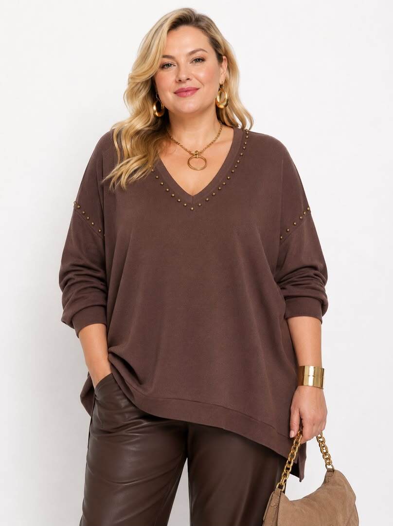 Großhändler NEW & CO - Oversize-Pullover mit Nieten Eleganz