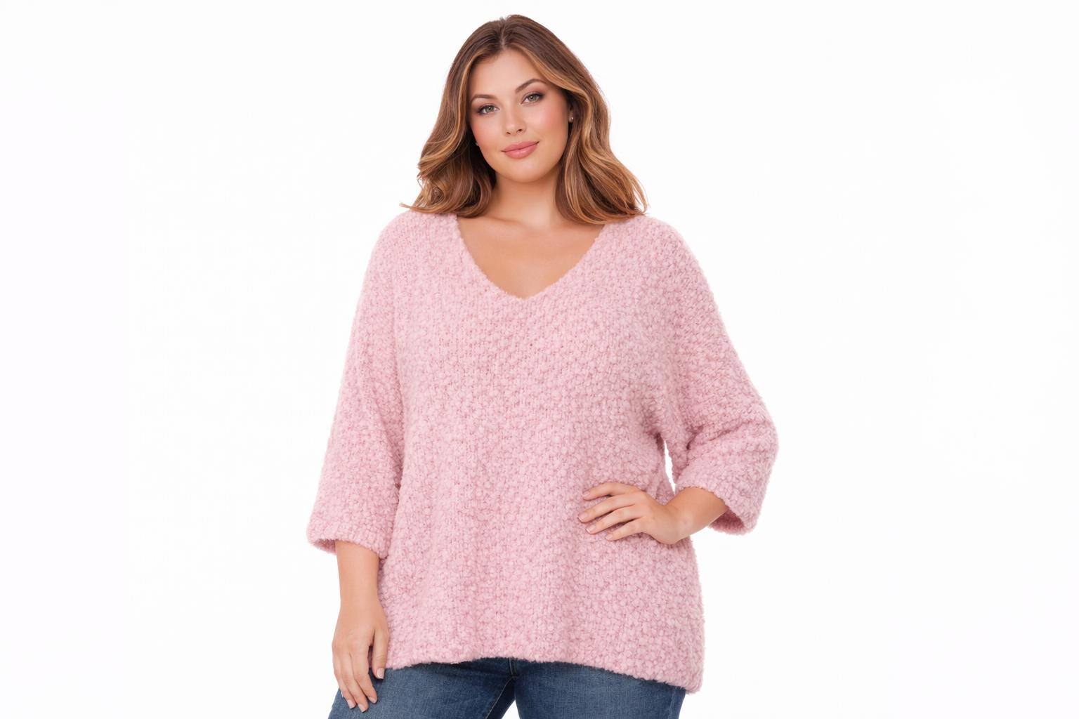 Grossista NEW & CO - Maglione in maglia testurizzata con scollo a V