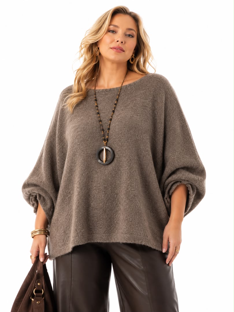 Grossista NEW & CO - Maglione Alba – Maniche arricciate 22053 Grossista NEW & CO - Maglione Alba – Maniche arricciate 22053