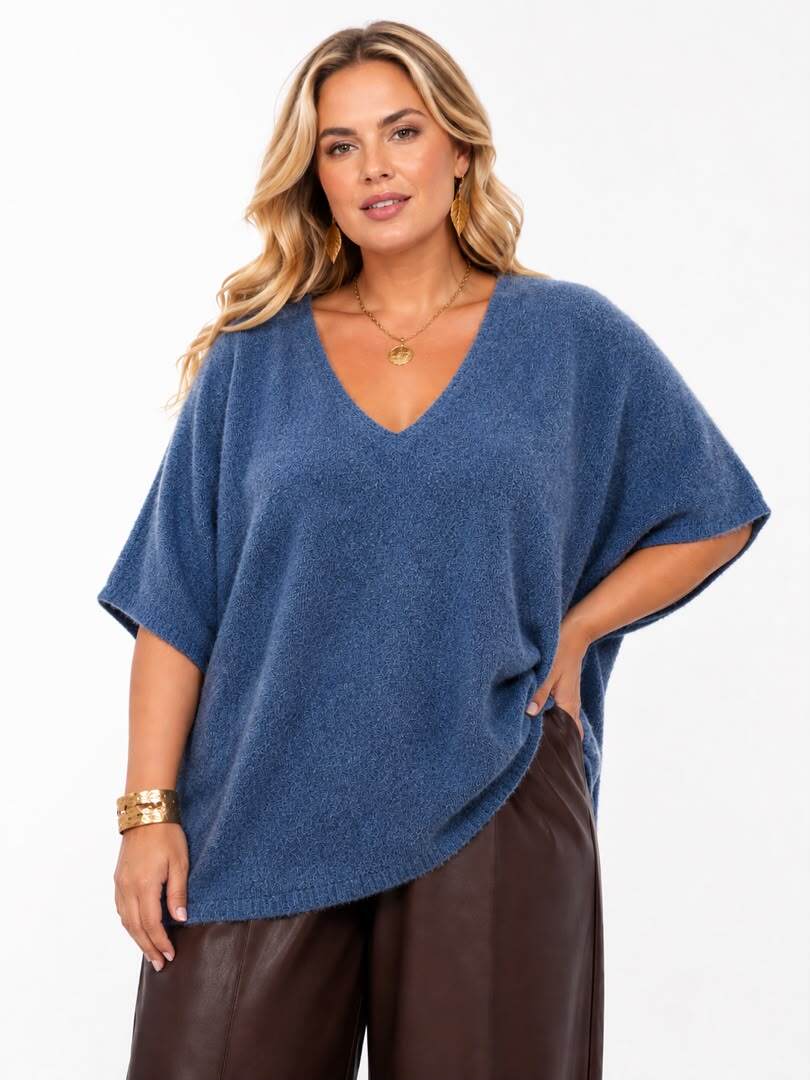 Großhändler NEW & CO - Weicher V-Ausschnitt Poncho-Pullover