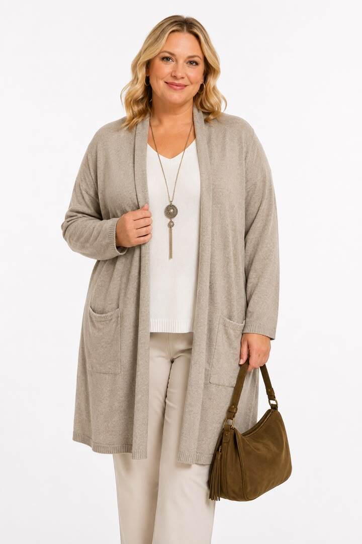Grossiste NEW & CO - Gilet long ouvert-Maille douce
