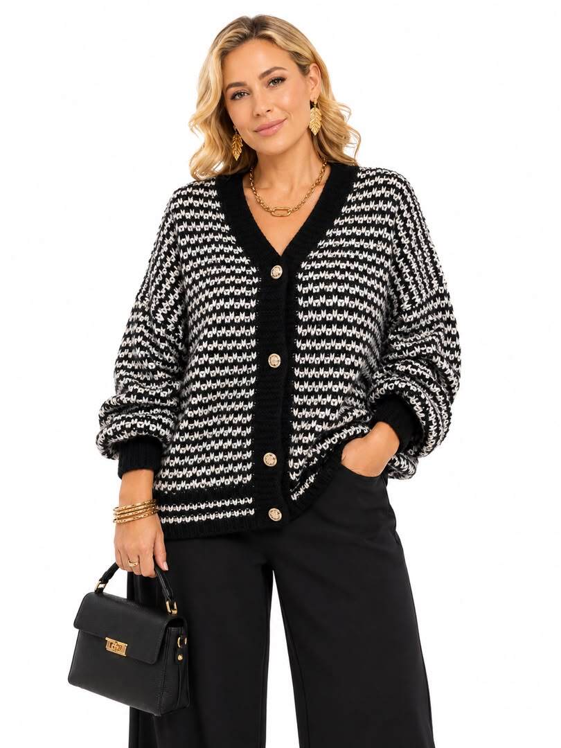 Grossiste NEW & CO - Gilet Maille Bicolore Élégance