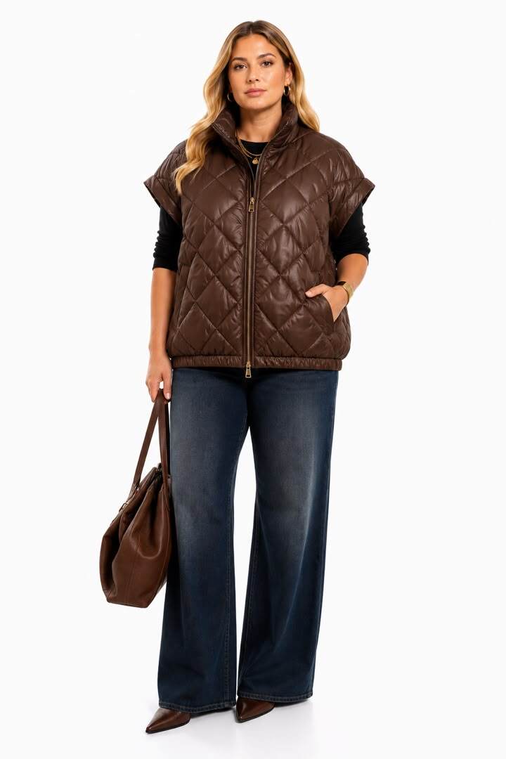 Wholesaler NEW & CO - Plus Size Quilted Vest with High Collar