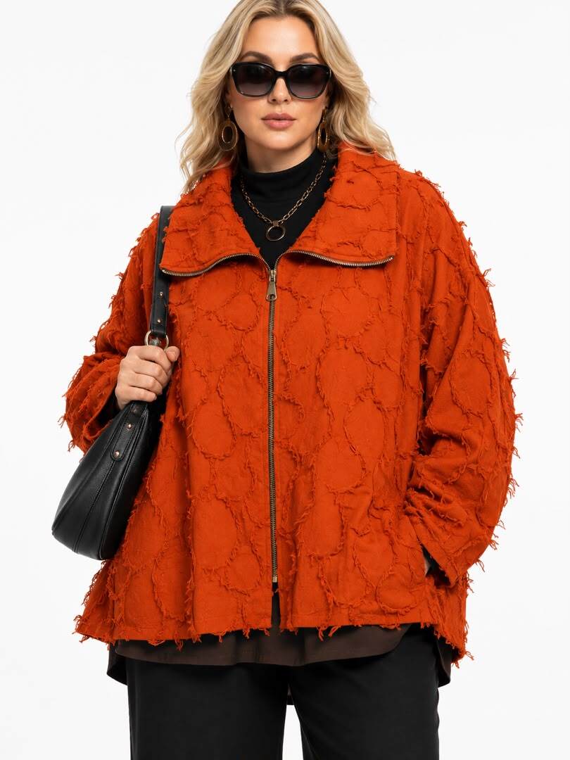 Wholesaler NEW & CO - Oversized zip-up jacket in frayed-effect cotton