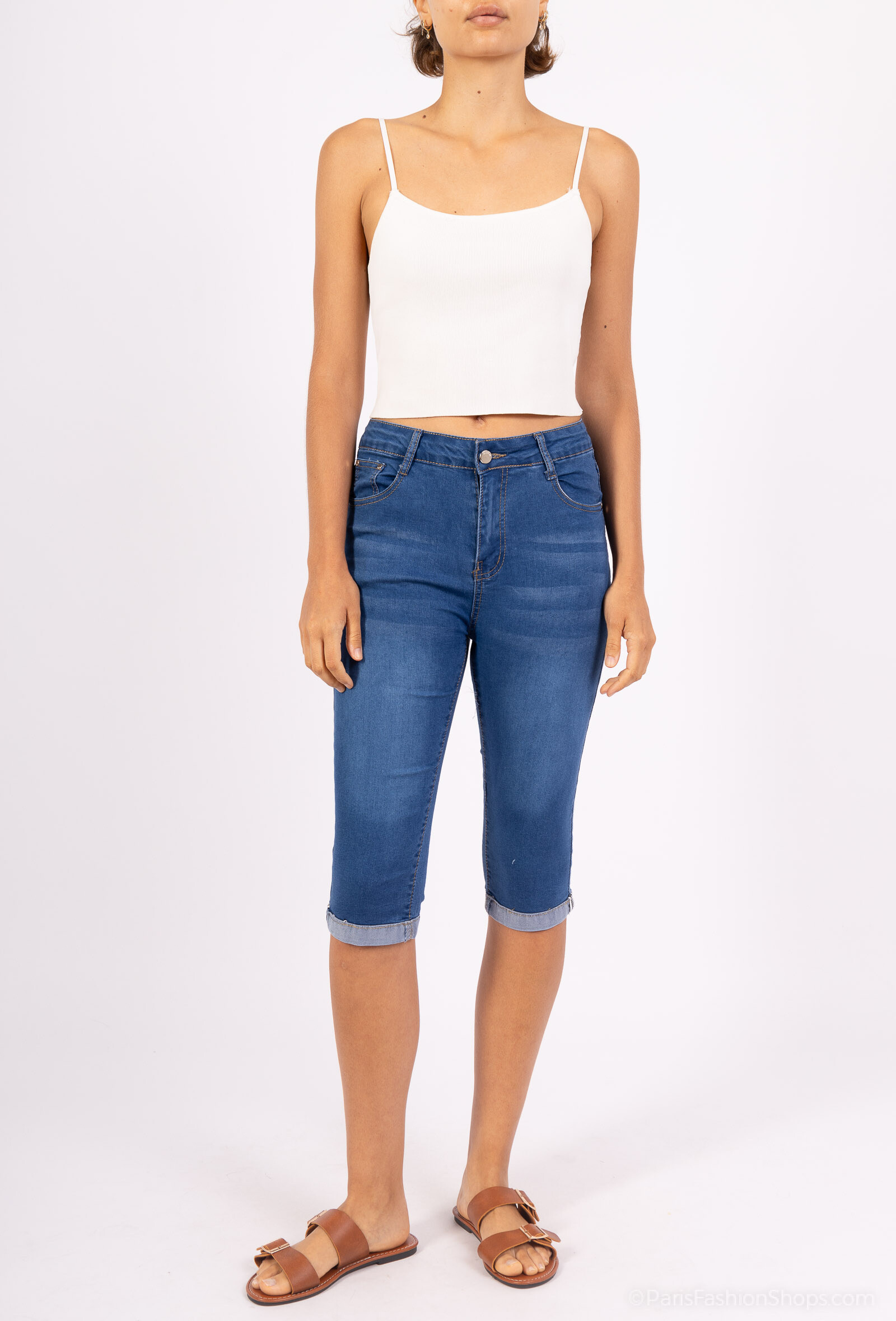 Grossiste New Lolo - PANTACOURT TAILLE HUATE AVEC AUCUN MOTIF COULEUR UNI BELU MARINE