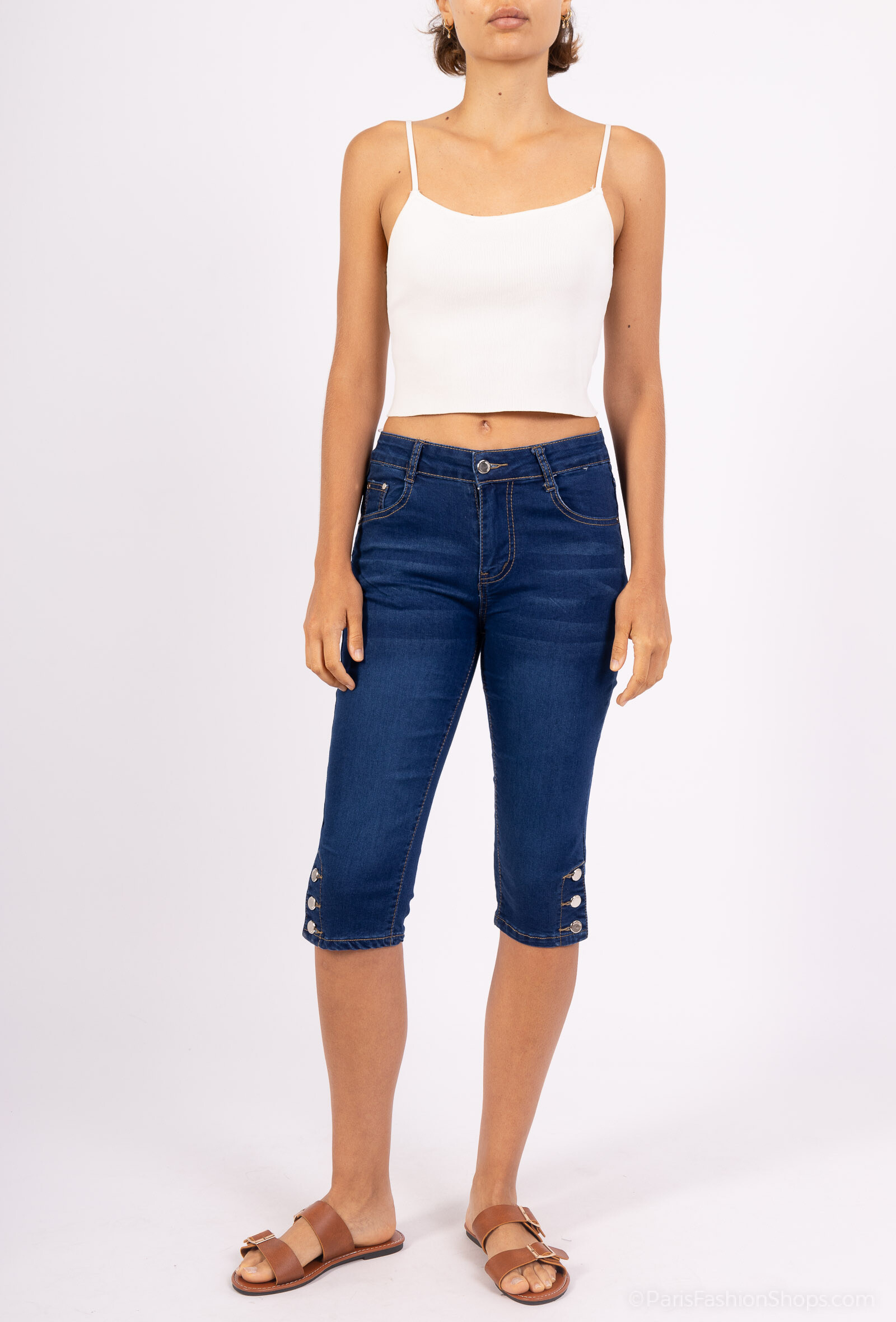 Grossiste New Lolo - PANTACOURT TAILLE HUATE AVEC AUCUN MOTIF COULEUR UNI BELU MARINE