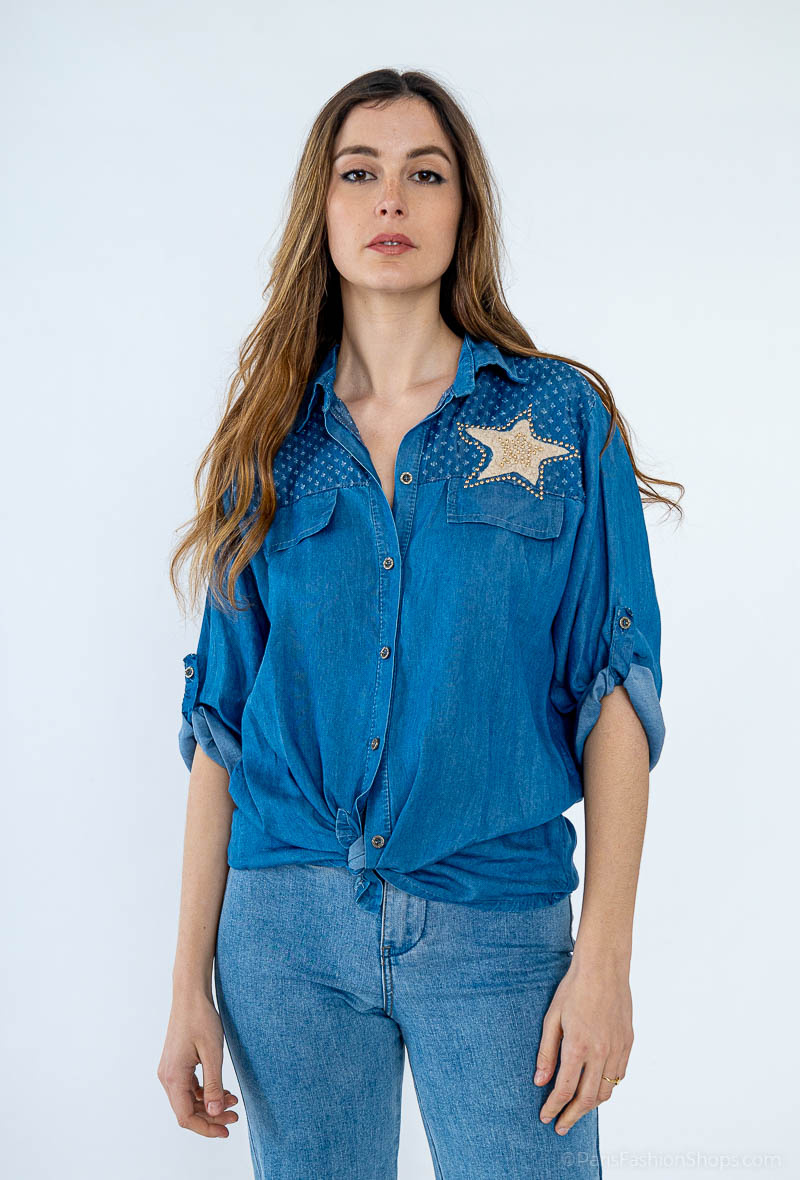 Grossiste New Sensation - CHEMISE EN JEANS TENCEL