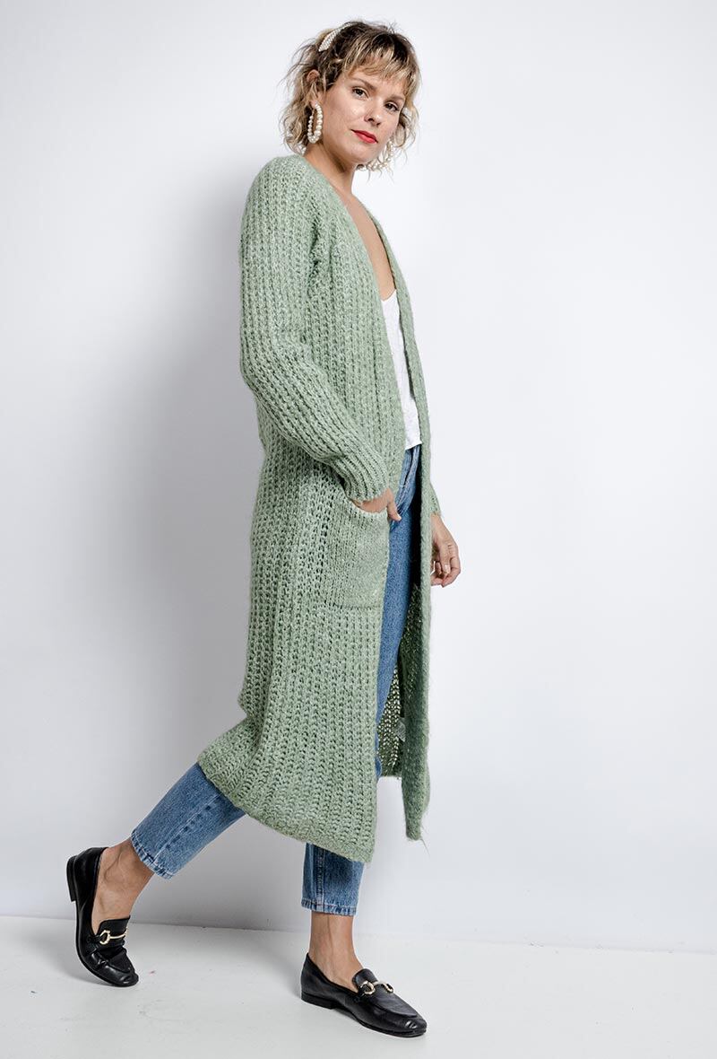 Grossista New Sensation - Cardigan lungo in misto mohair e lana