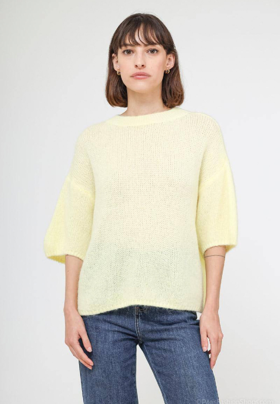 Wholesaler New Sensation - Short sleeve round neck sweater in kid quality mohair and wool.