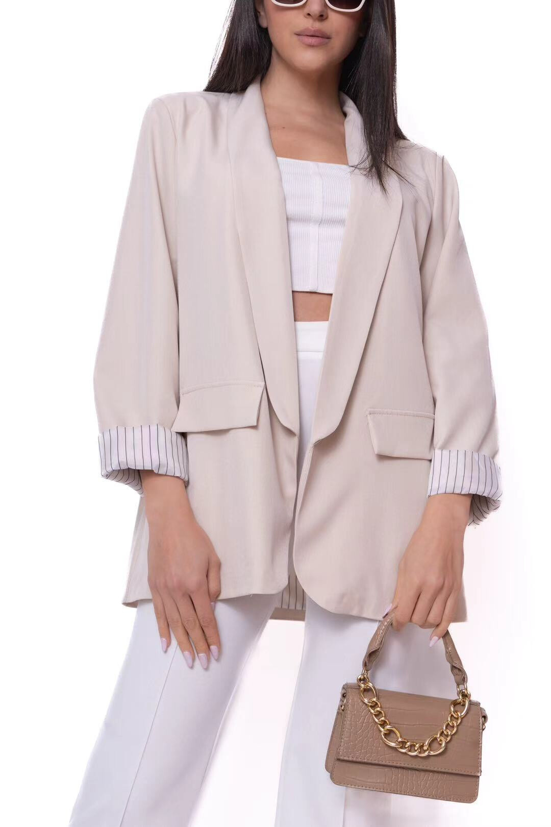 Grossista New Sunshine - Blazer con fodera leopardata