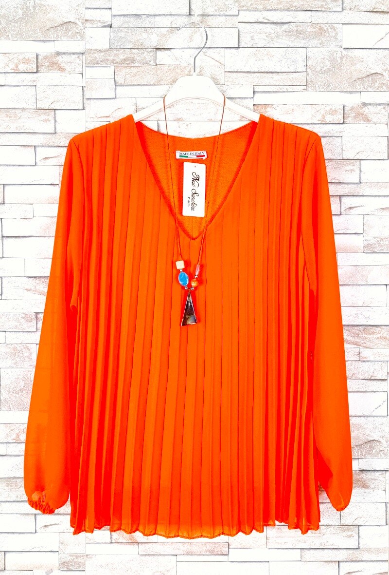 Großhändler New Sunshine - Gefaltete Bluse mit Kragen
