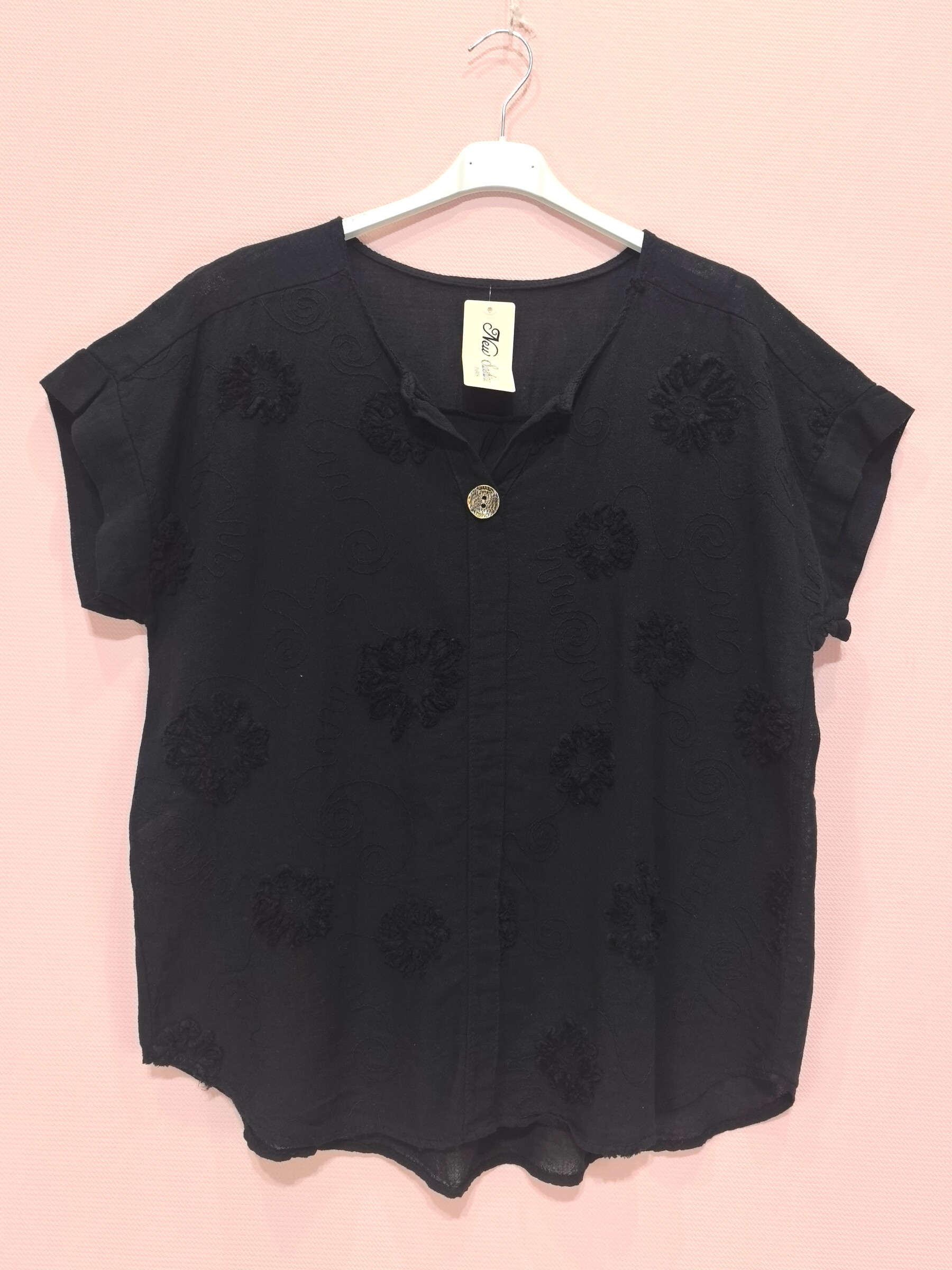 Grossiste New Sunshine - Blouse en coton avec broderie florake