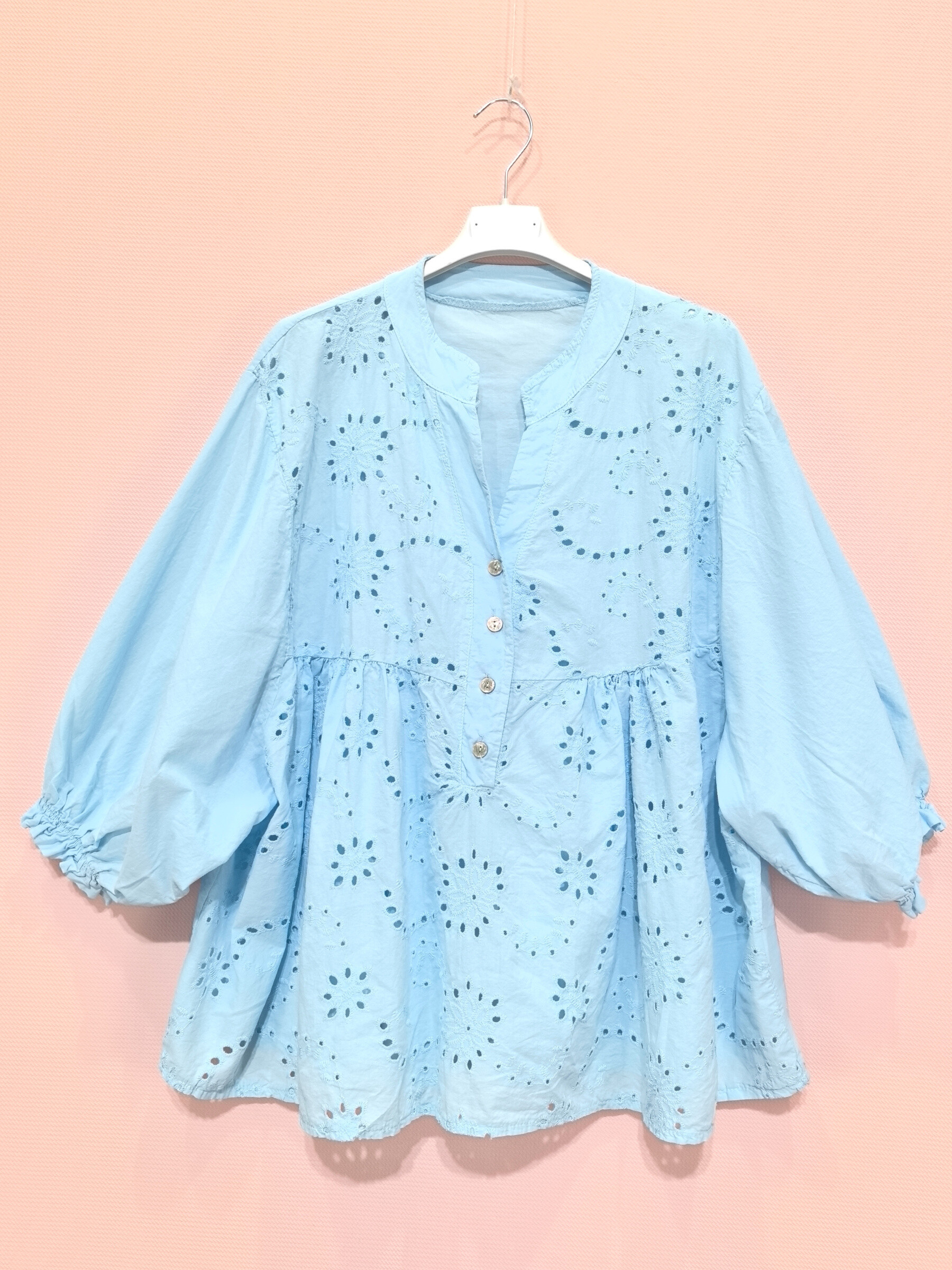 Grossiste New Sunshine - Blouse ample brodée manches bouffantes