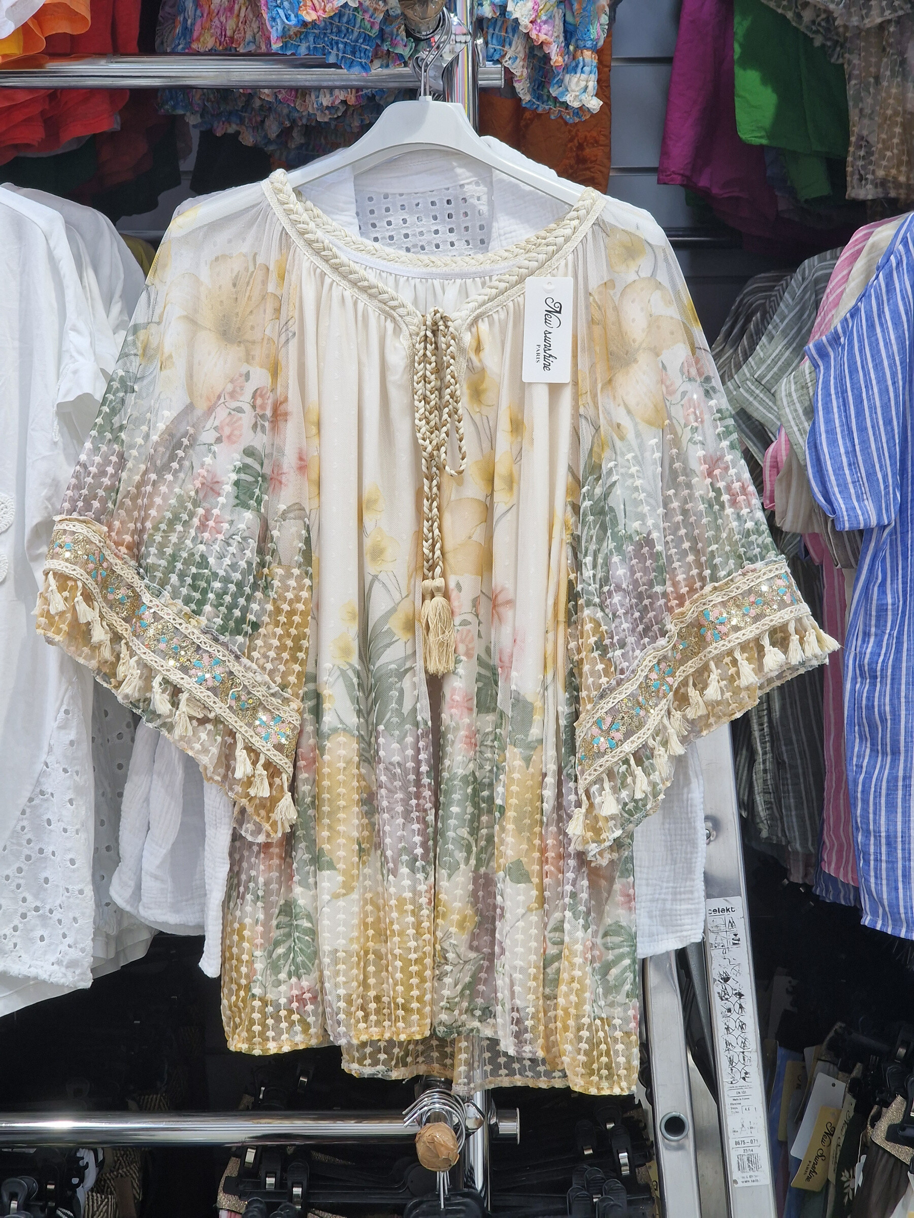 Grossiste New Sunshine - Blouse bohème floral à manches chauve-souris