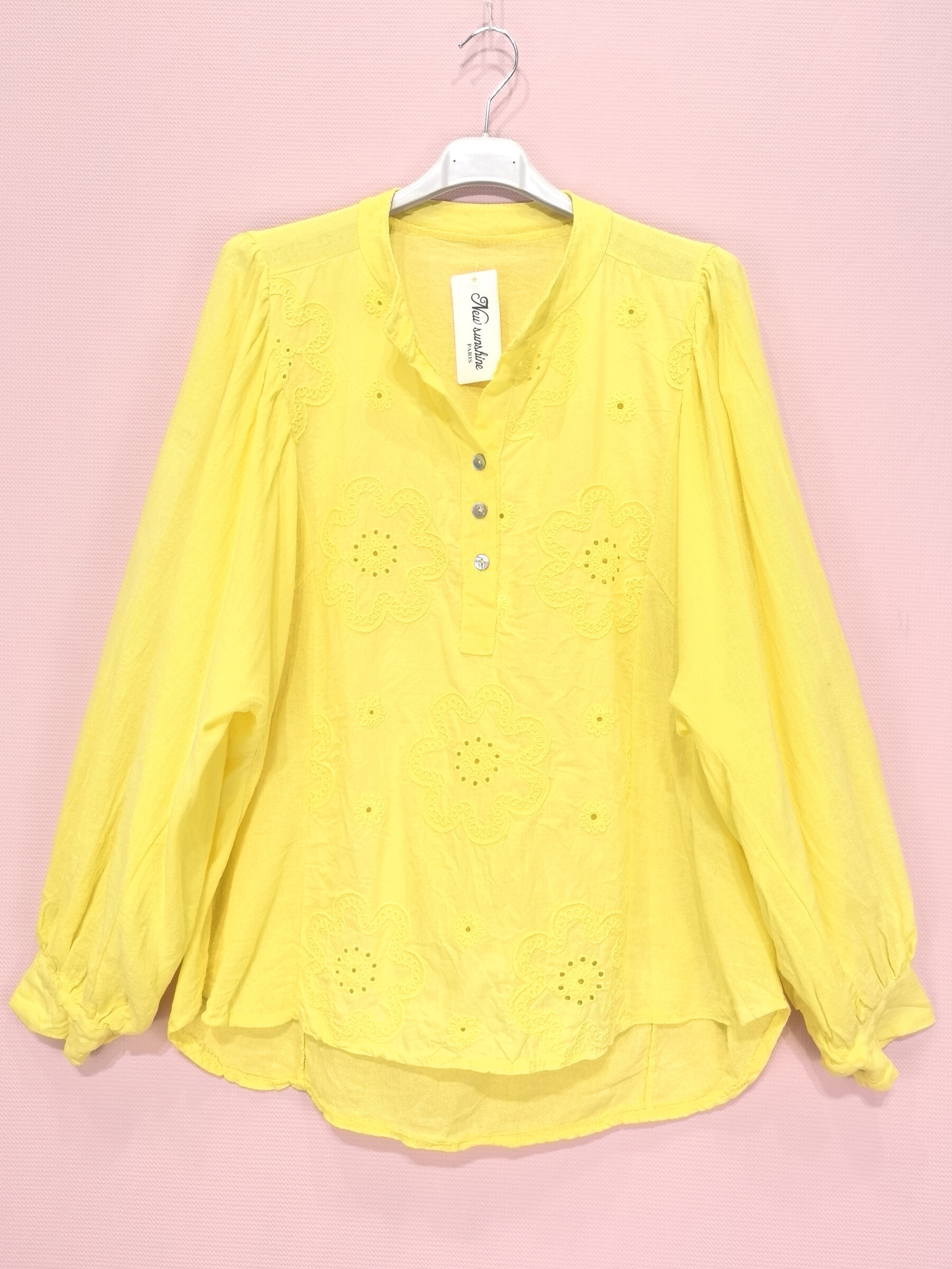 Grossiste New Sunshine - Blouse brodée manches bouffantes