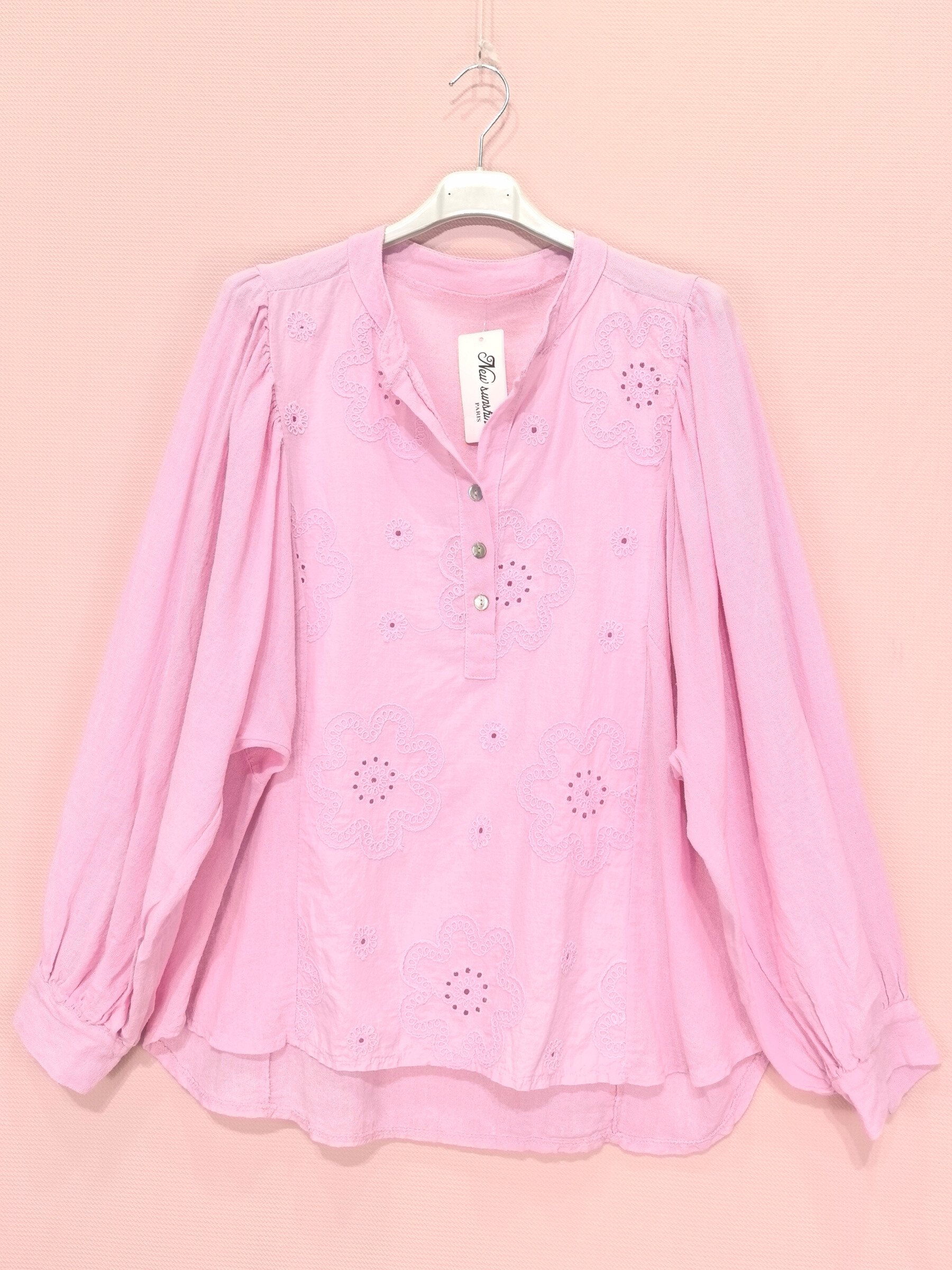 Grossiste New Sunshine - Blouse brodée manches bouffantes