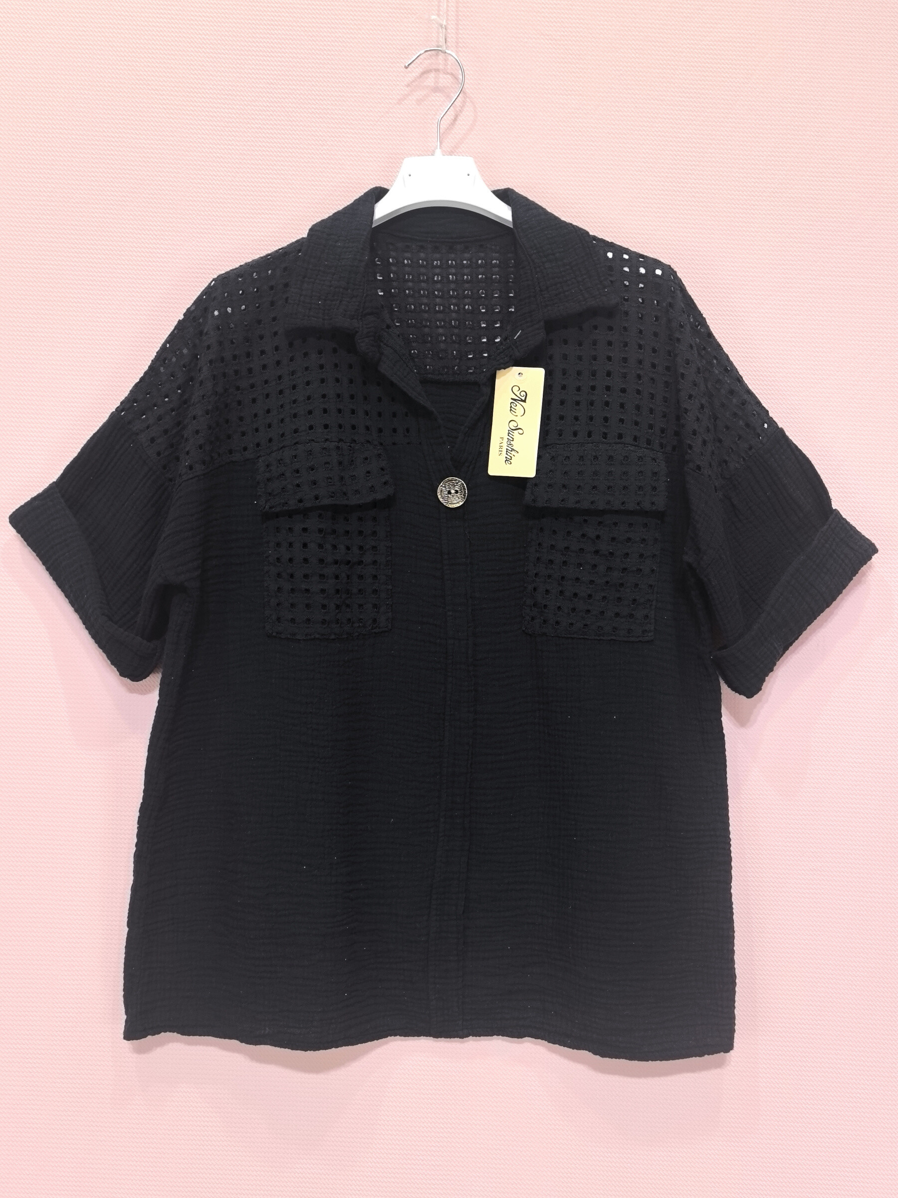Wholesaler New Sunshine - Cotton gauze blouse with embroidered panel
