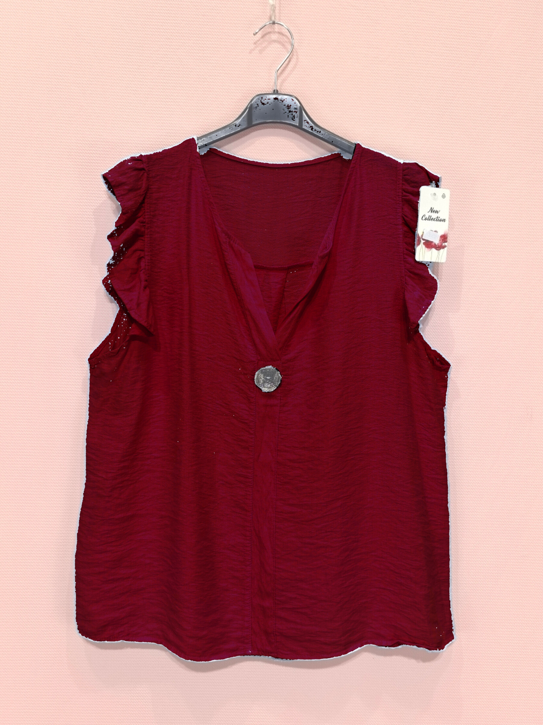 Großhändler New Sunshine - Bluse mit Rüschen und dekorativem Knopf