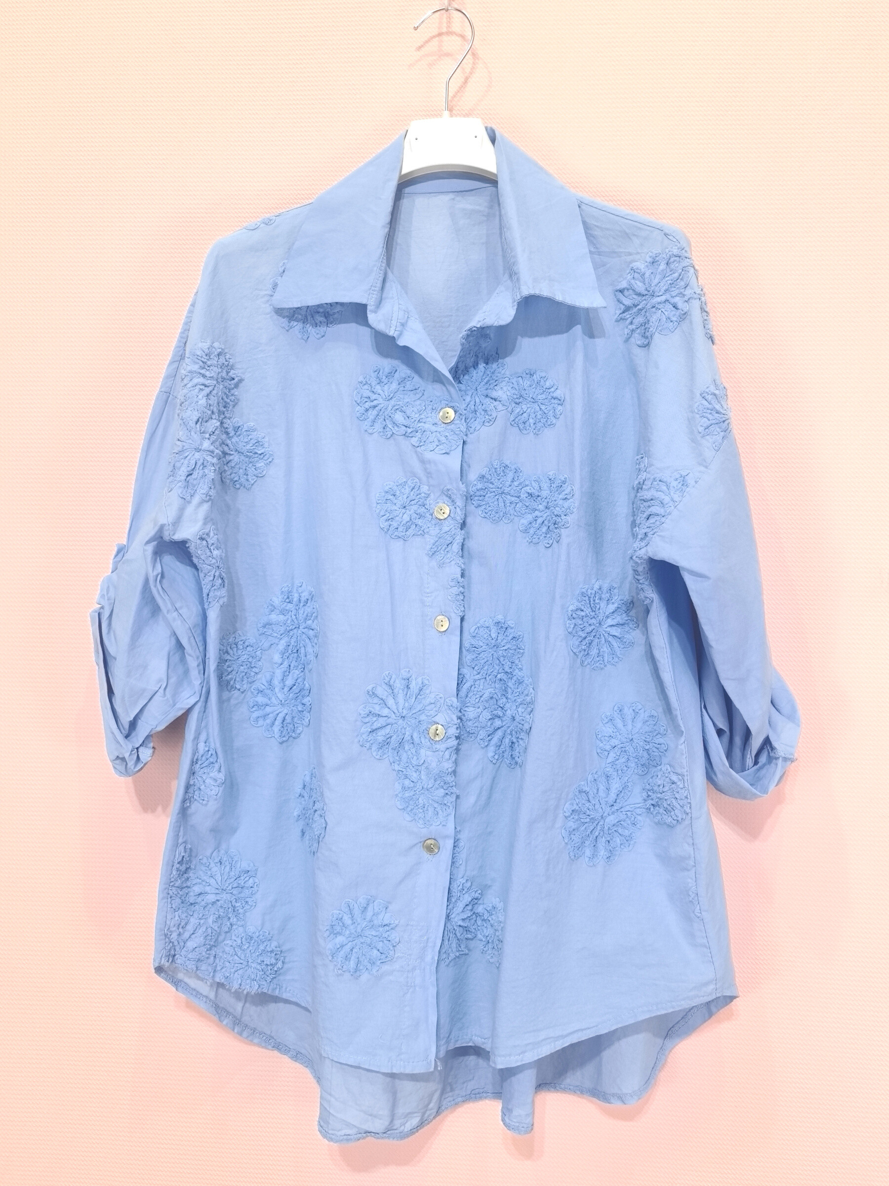 Grossista New Sunshine - Camicia ricamata a maniche da 3/4