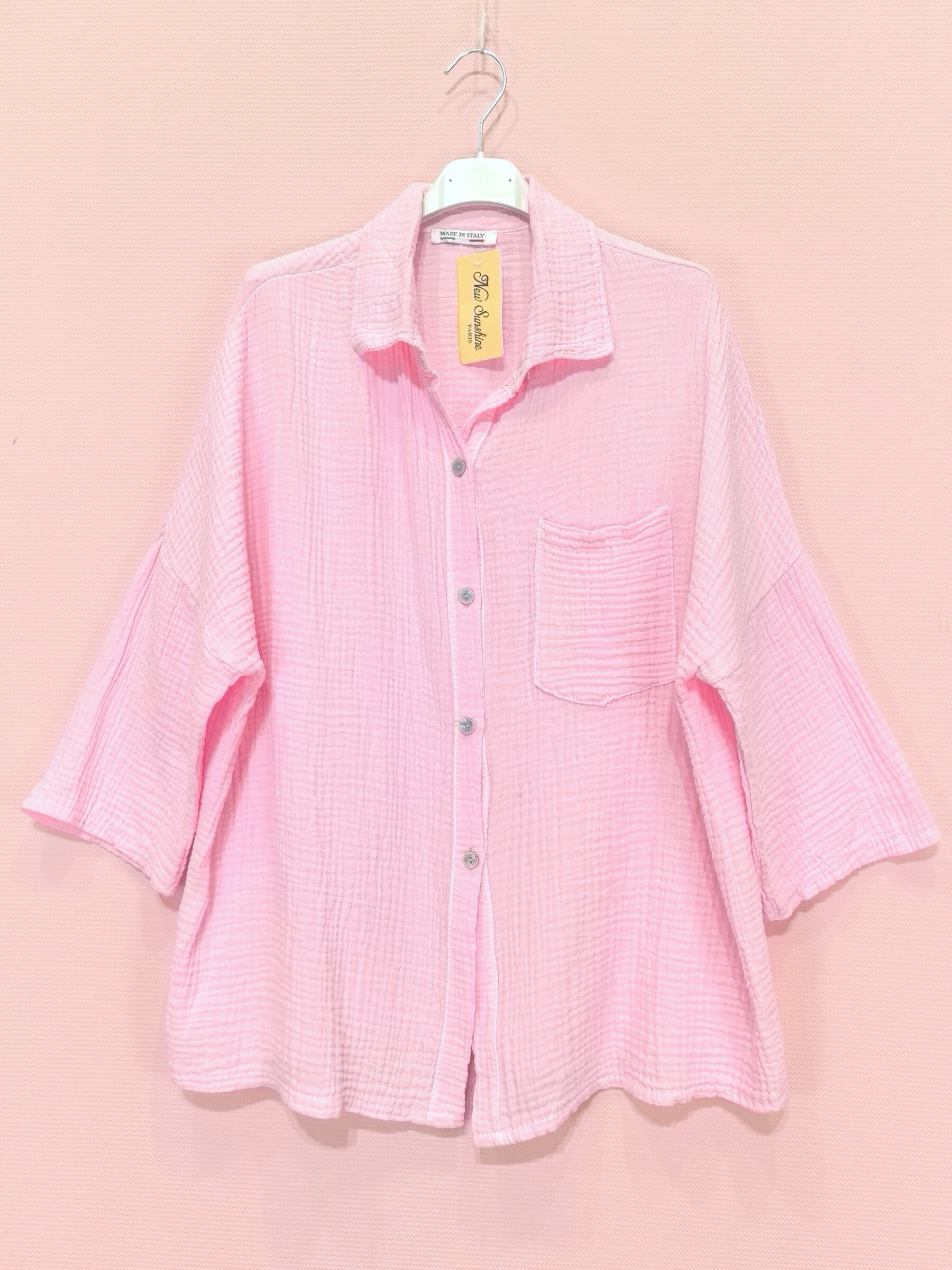 Grossista New Sunshine - Camicia da garza di cotone a manica a maniche