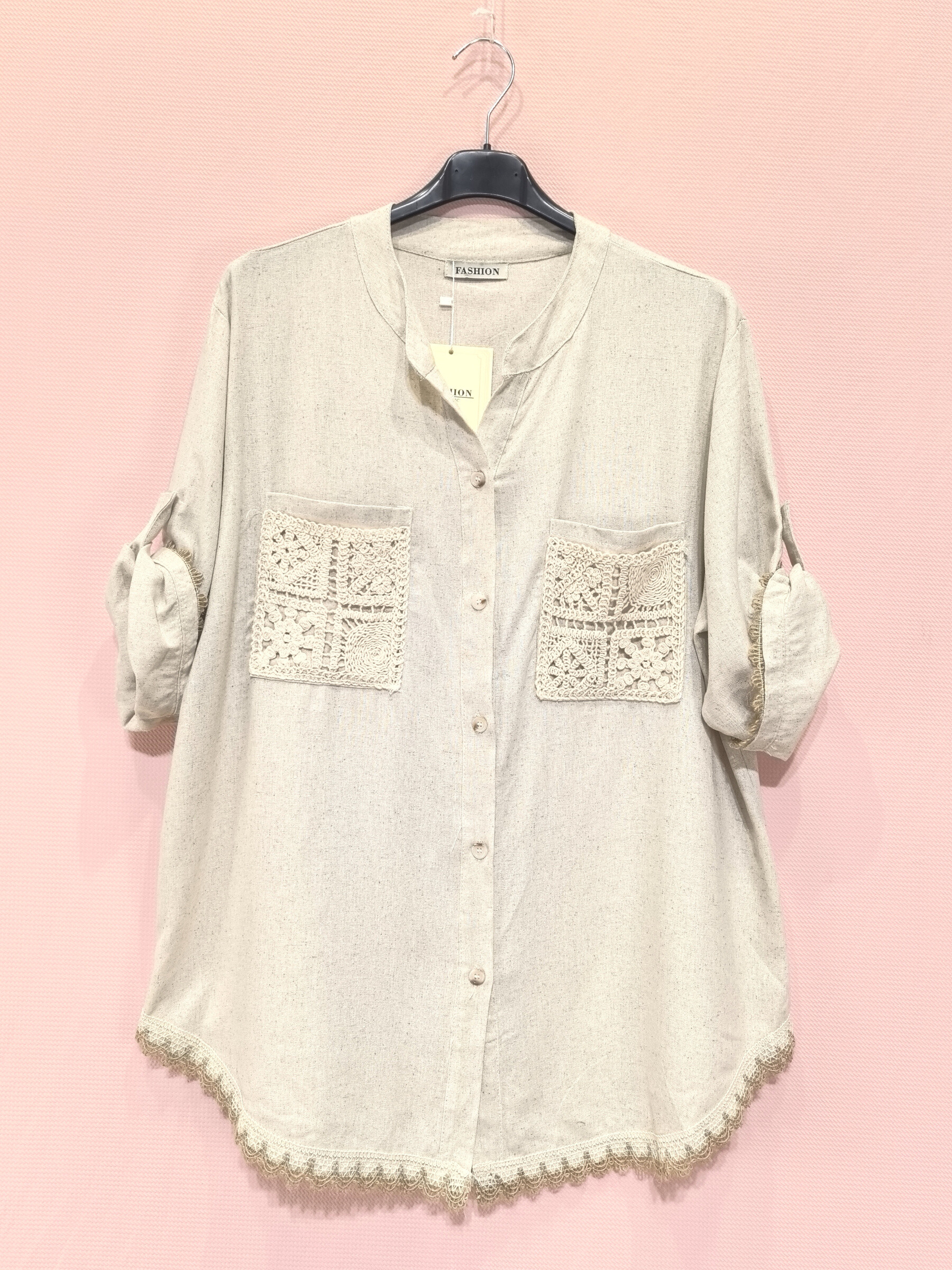 Grossiste New Sunshine - Chemise ample avec détails en dentelle