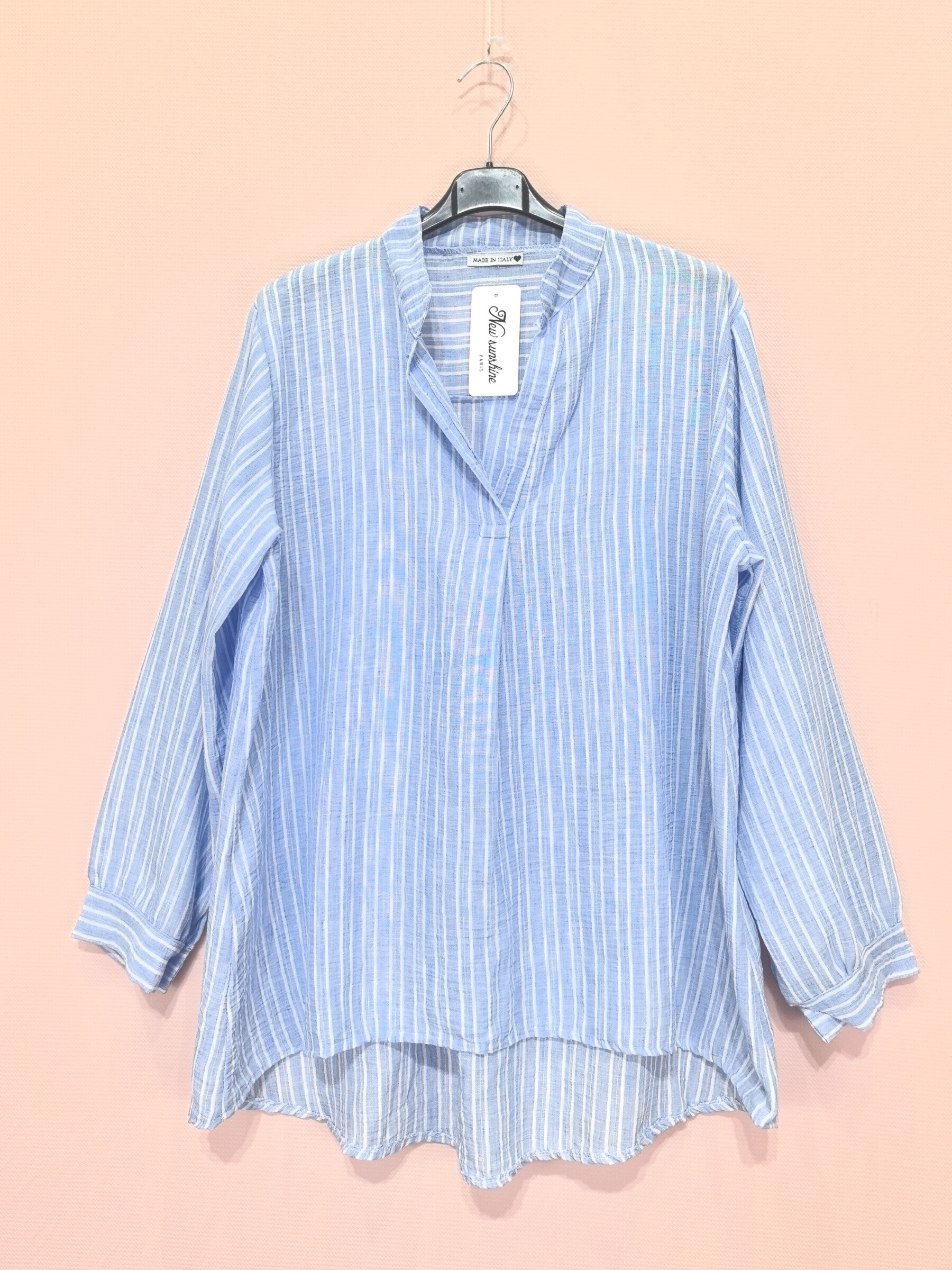 Grossista New Sunshine - Camicia a strisce di lino