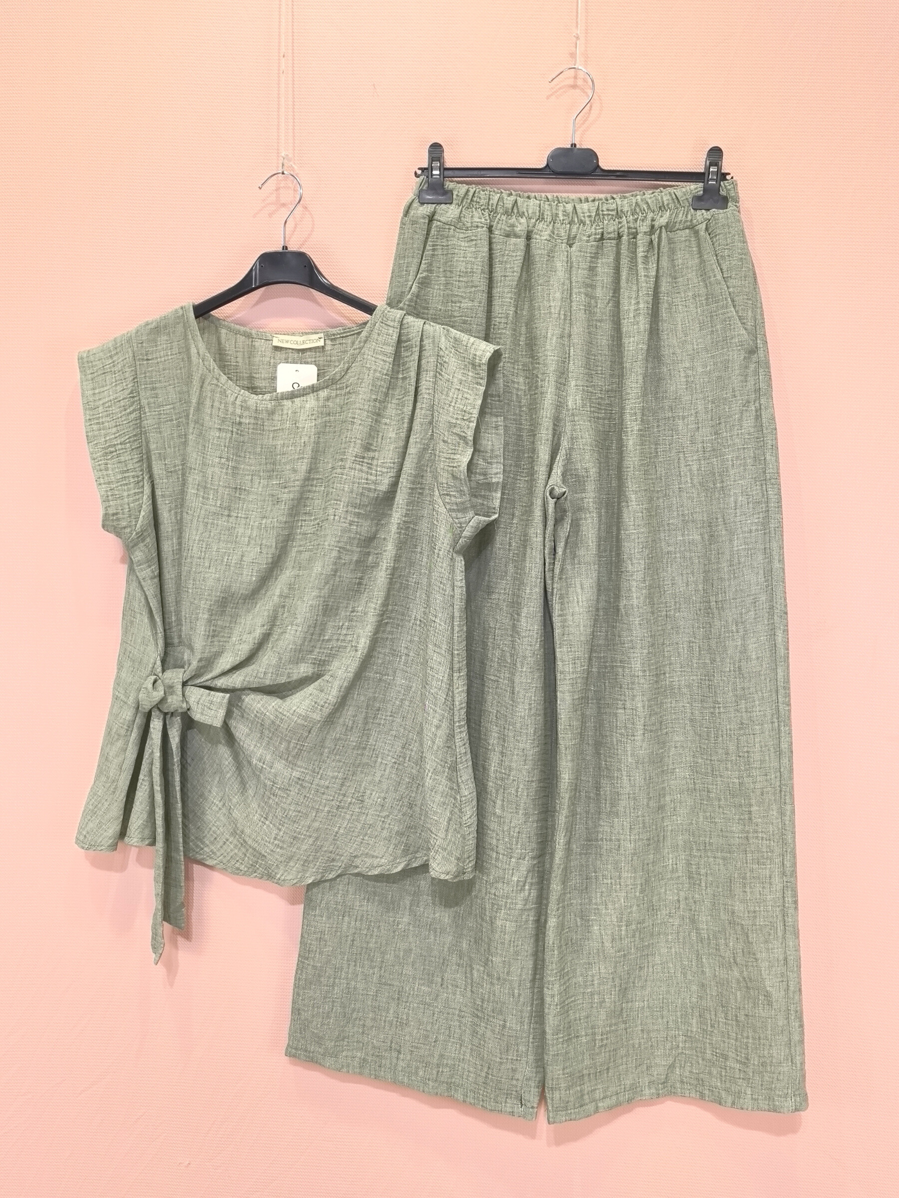 Grossiste New Sunshine - Ensemble pantalon large et haut noué