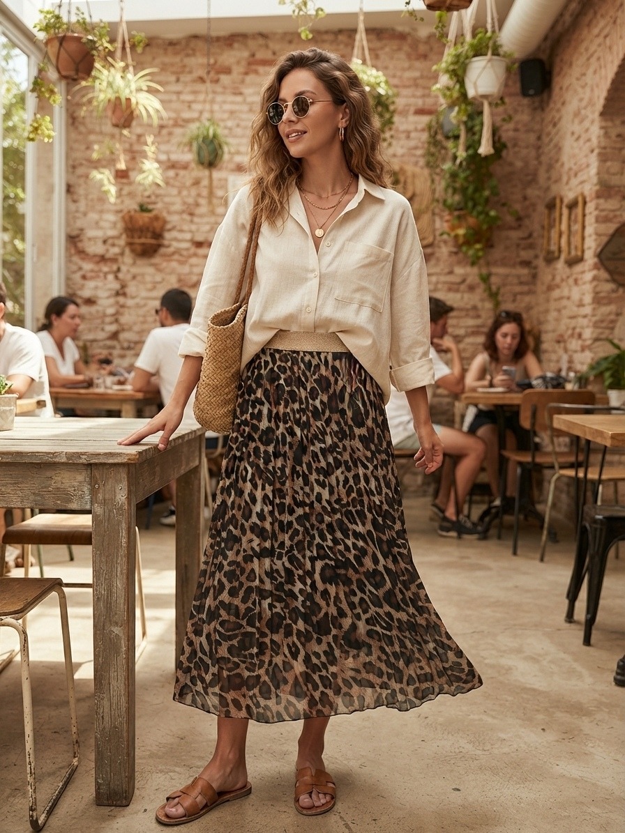 Mayorista New Sunshine - Falda larga plisada estampada