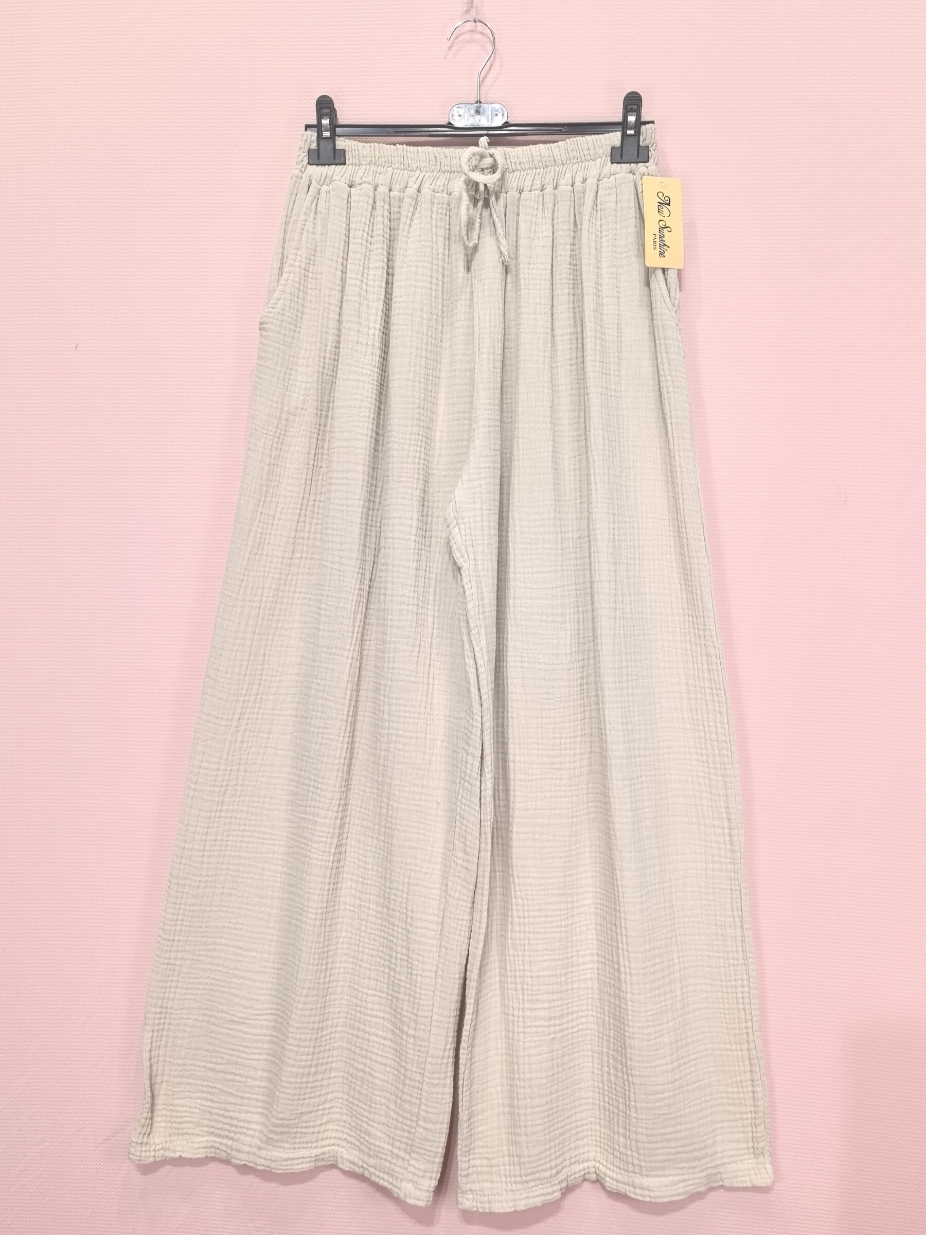 Grossiste New Sunshine - Pantalon pied large en gaze de coton