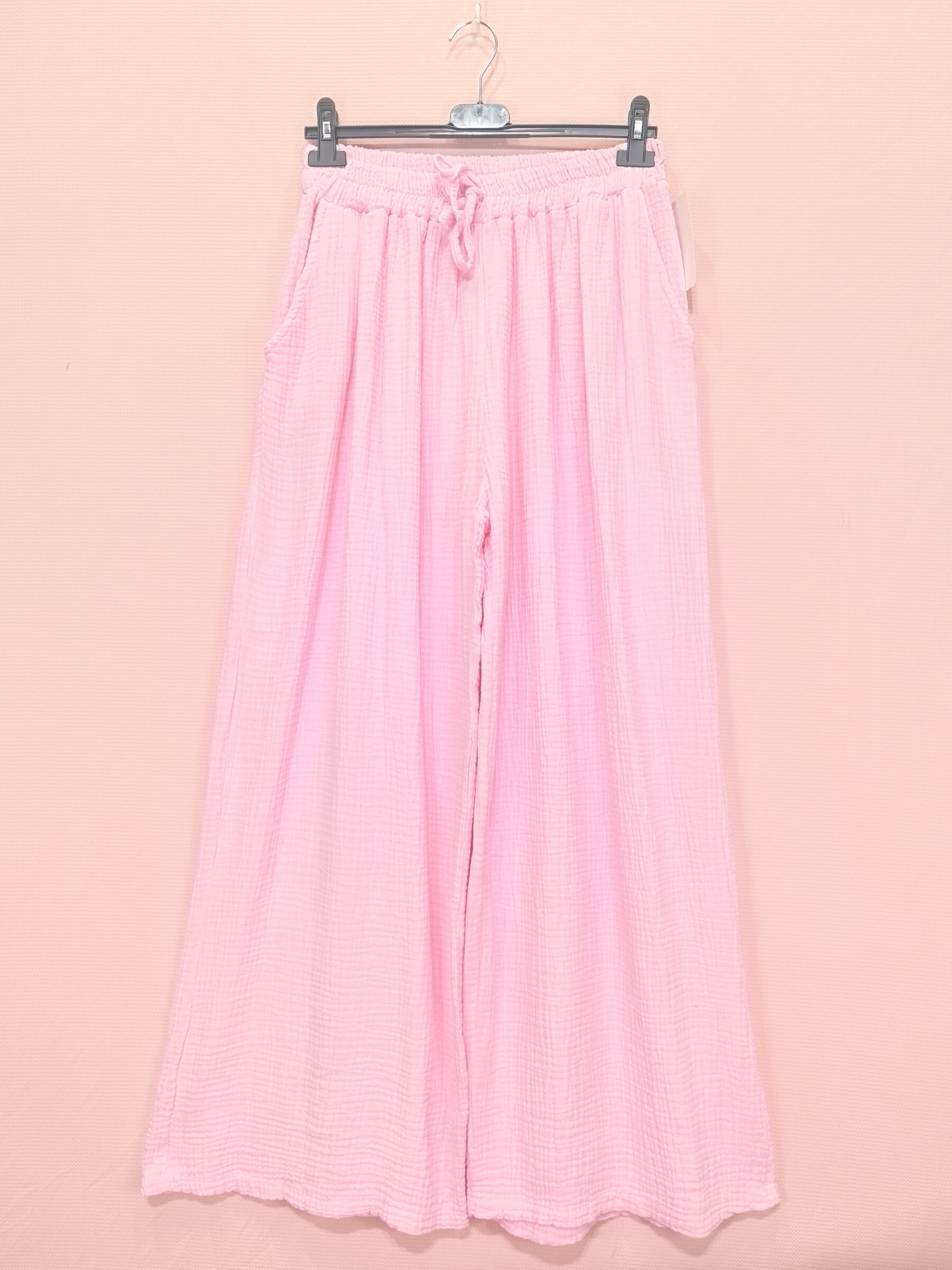 Grossiste New Sunshine - Pantalon pied large en gaze de coton