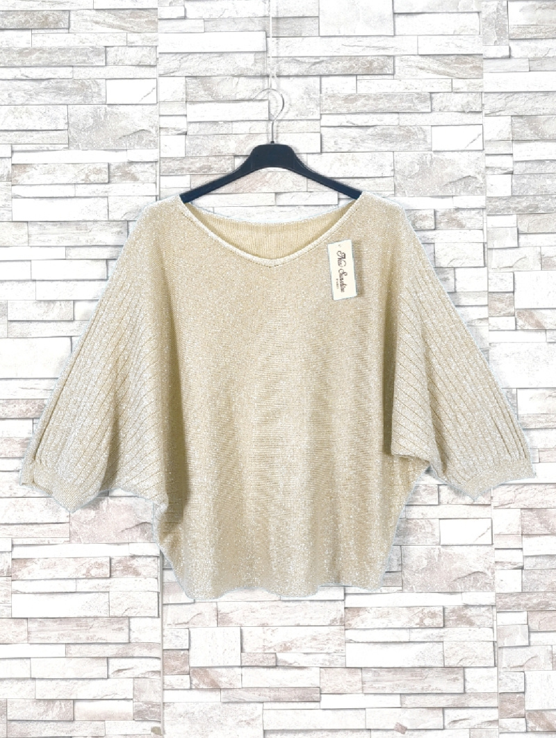 Großhändler New Sunshine - Pullover mit Fledermausärmeln und glänzenden Fäden